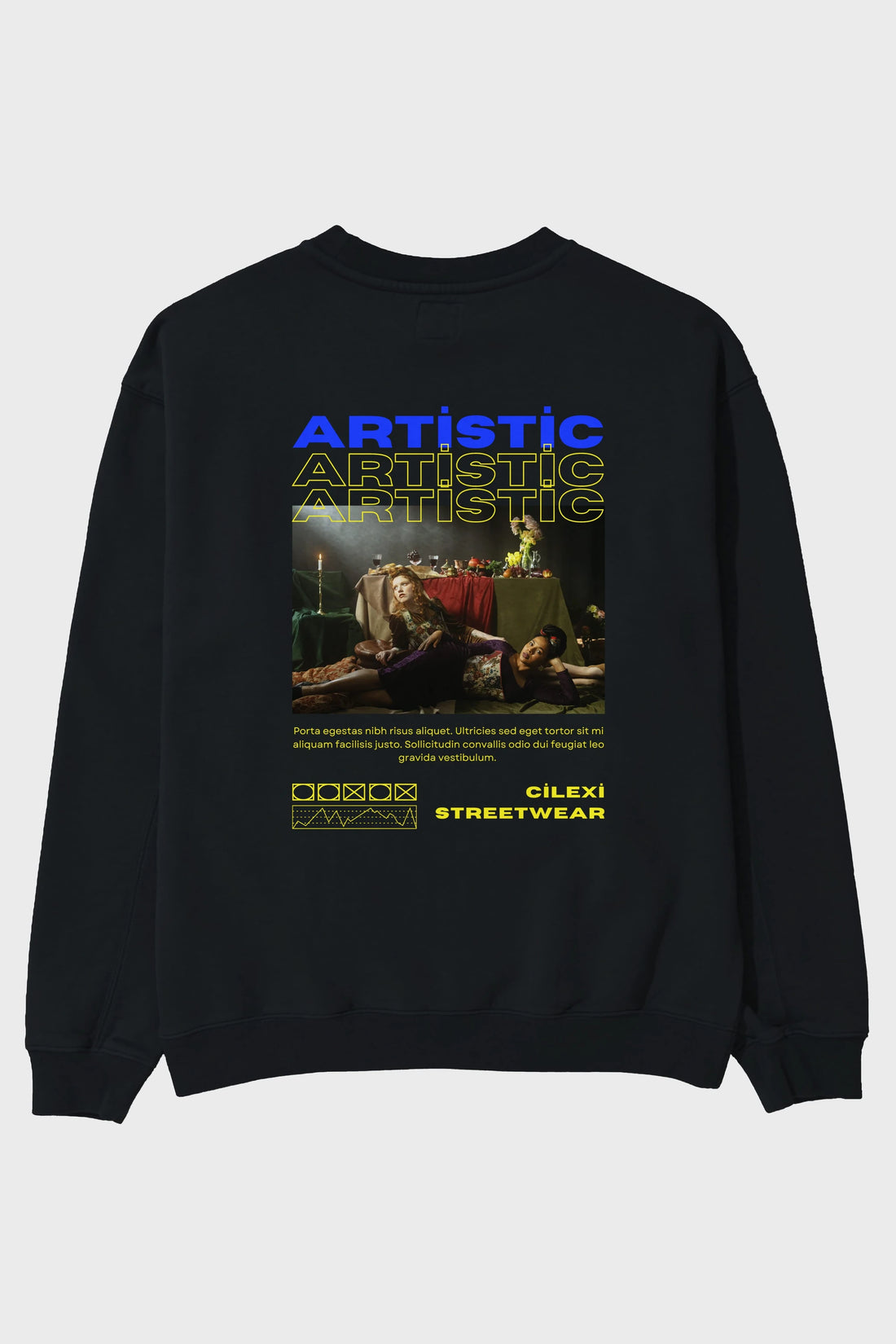 Artistic Yazılı Streetwear Arka Baskılı Oversize Sweatshirt Erkek Kadın Unisex