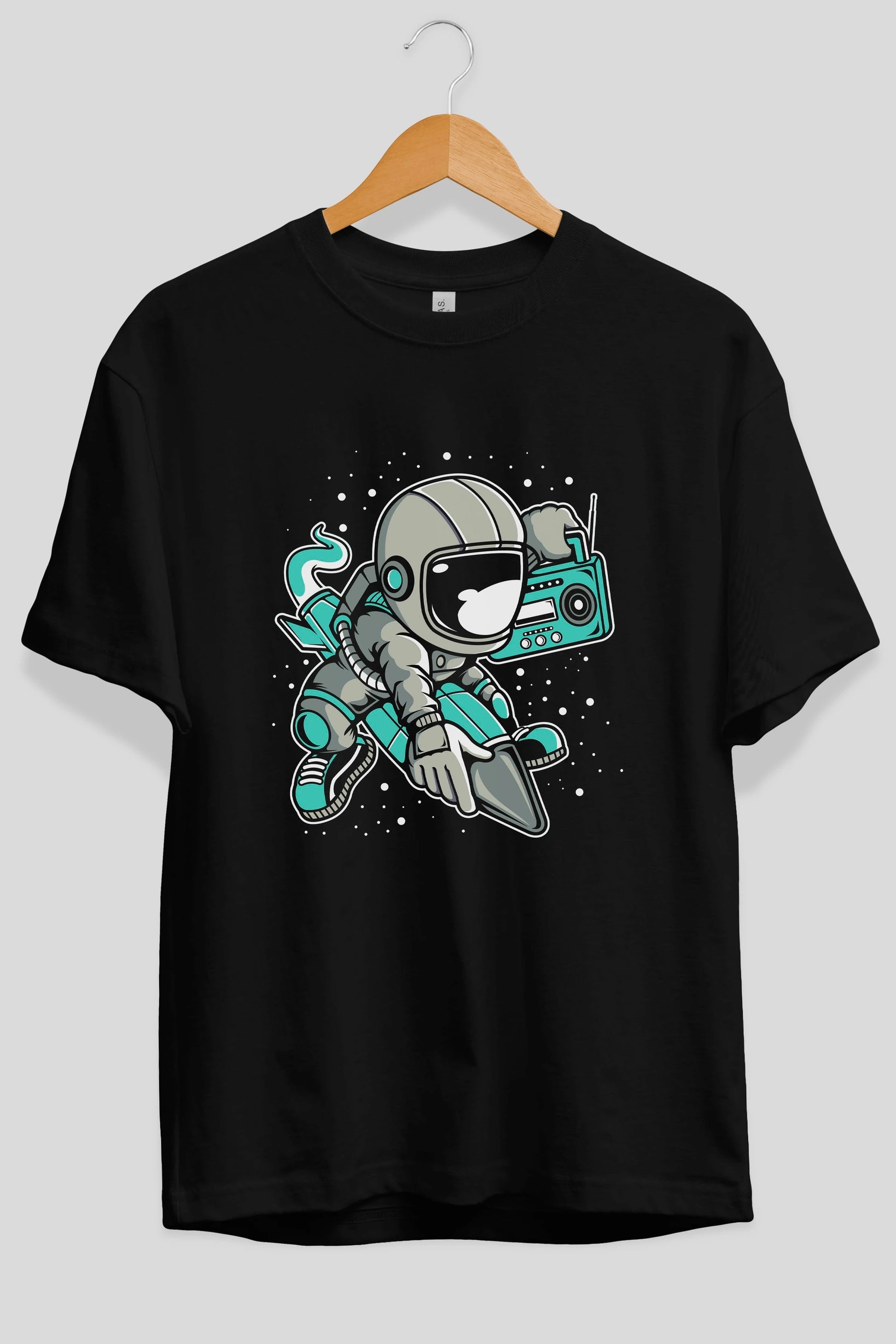 Astronaut Rocket (2) Ön Baskılı Oversize t-shirt Erkek Kadın Unisex