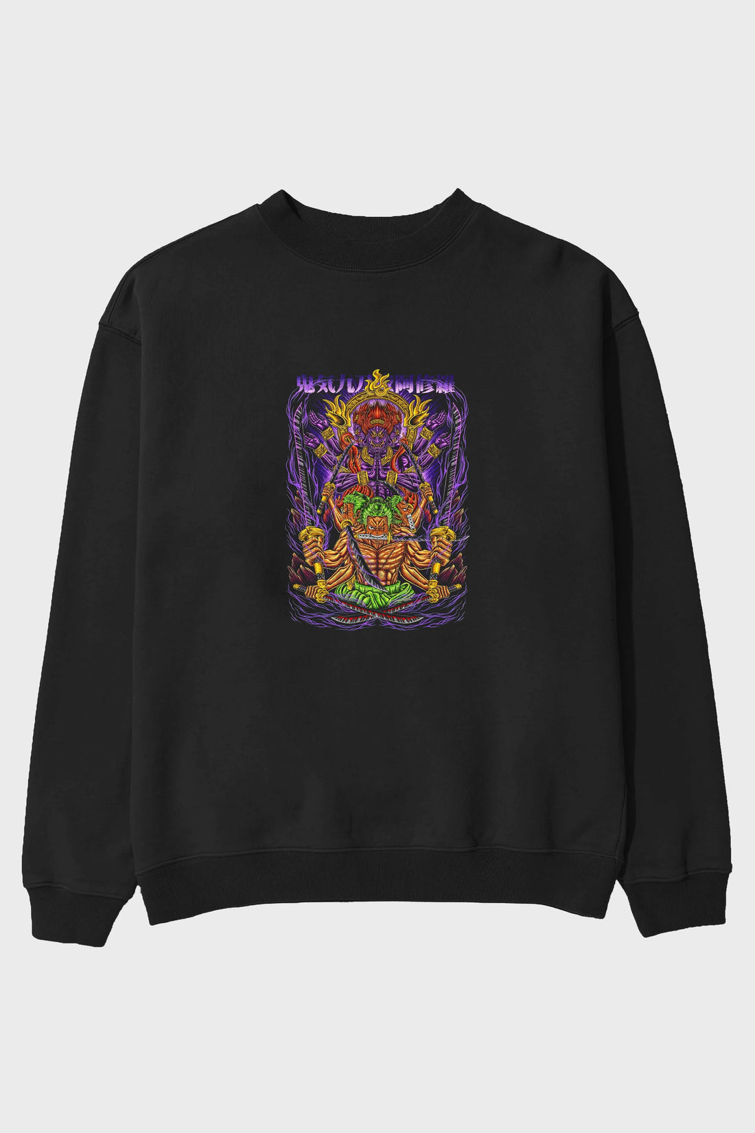 RORONOA ZORO 2 Anime Ön Baskılı Oversize Sweatshirt Erkek Kadın Unisex