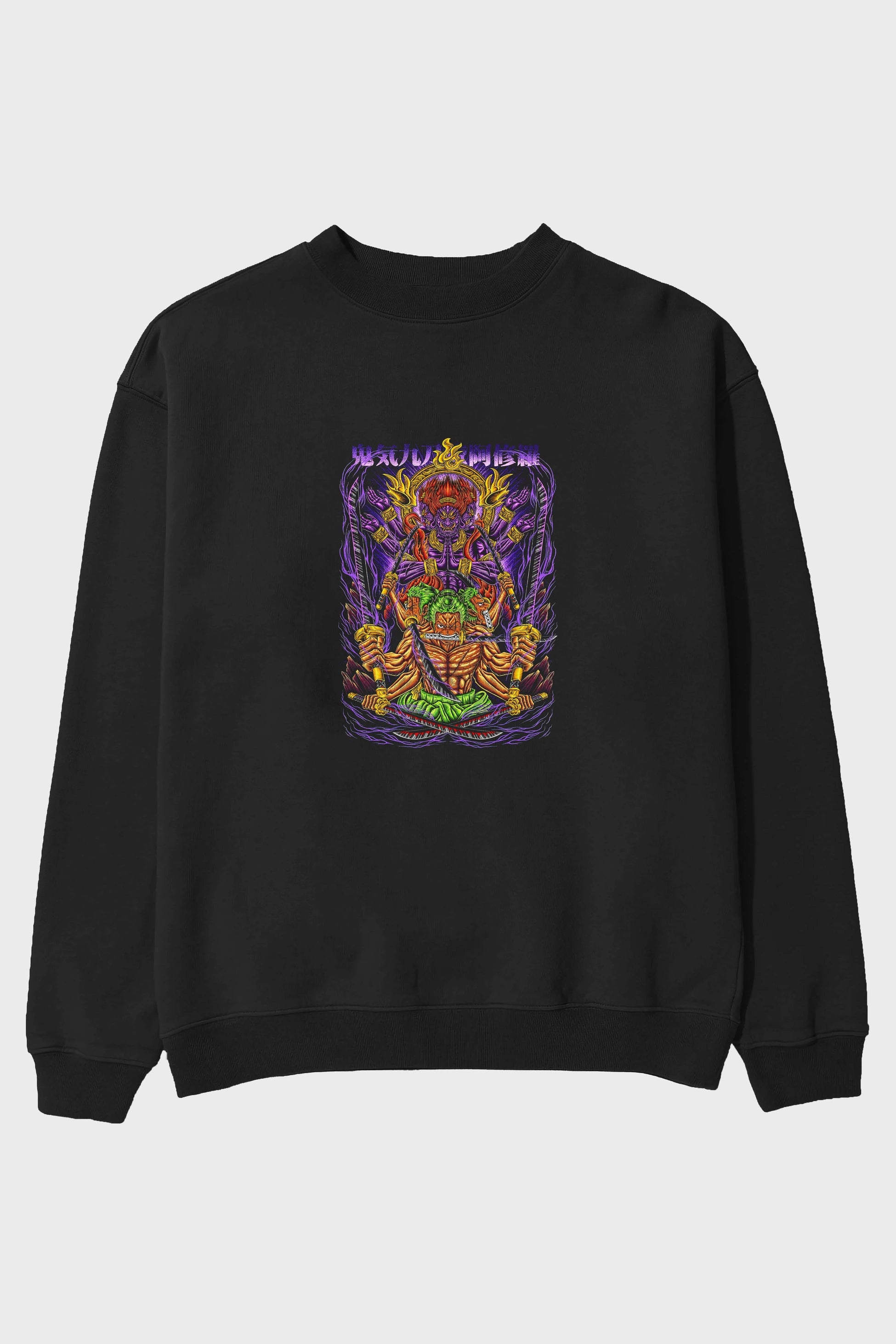RORONOA ZORO 2 Anime Ön Baskılı Oversize Sweatshirt Erkek Kadın Unisex