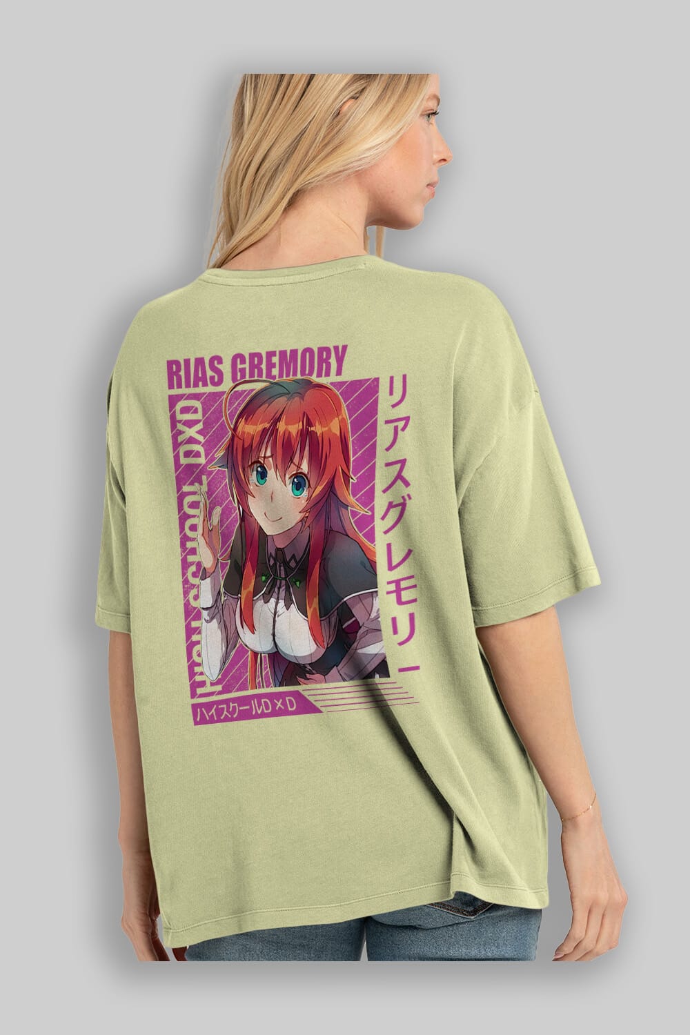 Rias Gremory 10 Anime Arka Baskılı Oversize t-shirt Erkek Kadın Unisex