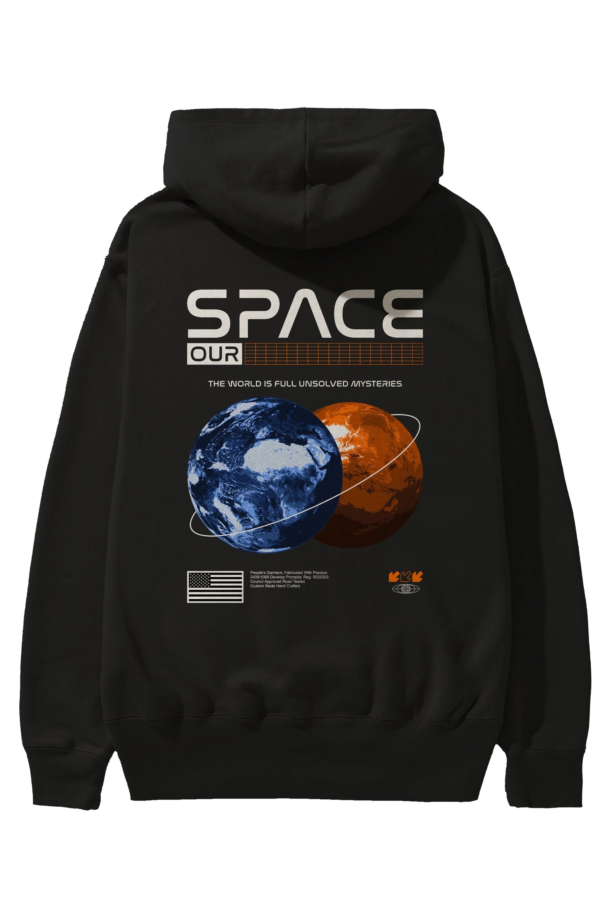 Space Our Arka Baskılı Hoodie Oversize Kapüşonlu Sweatshirt Erkek Kadın Unisex
