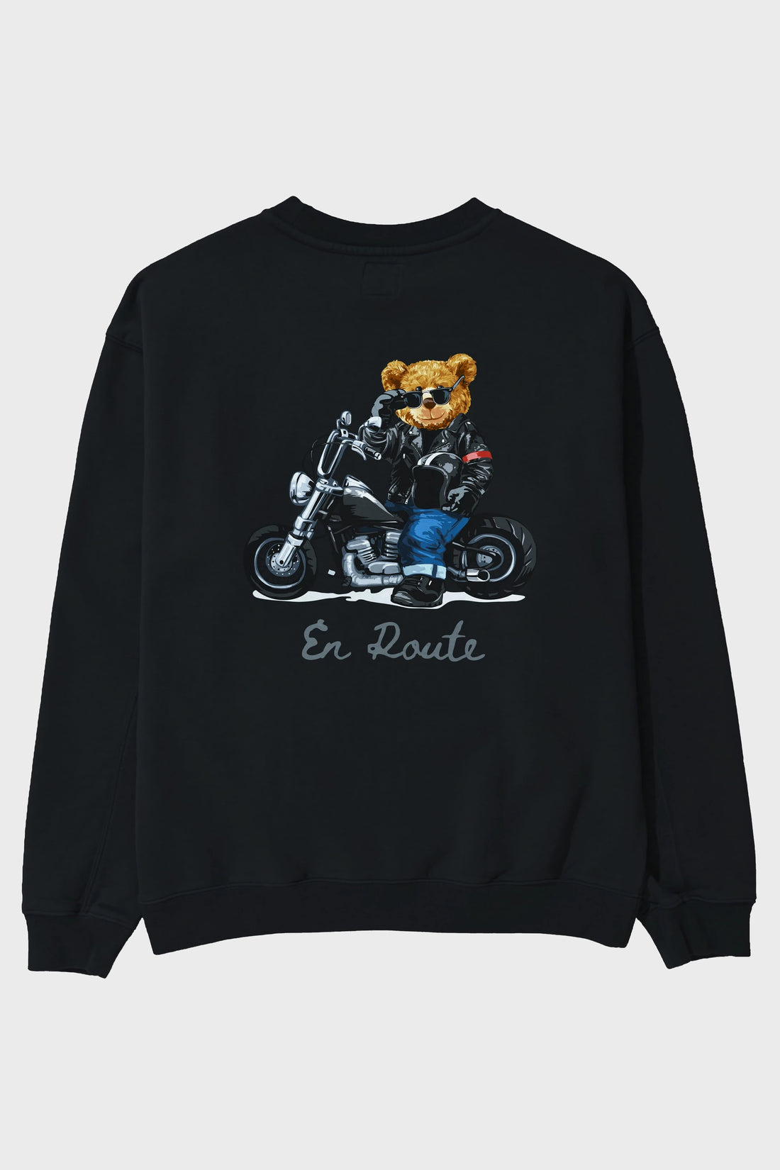 Teddy Bear En Route Arka Baskılı Oversize Sweatshirt Erkek Kadın Unisex