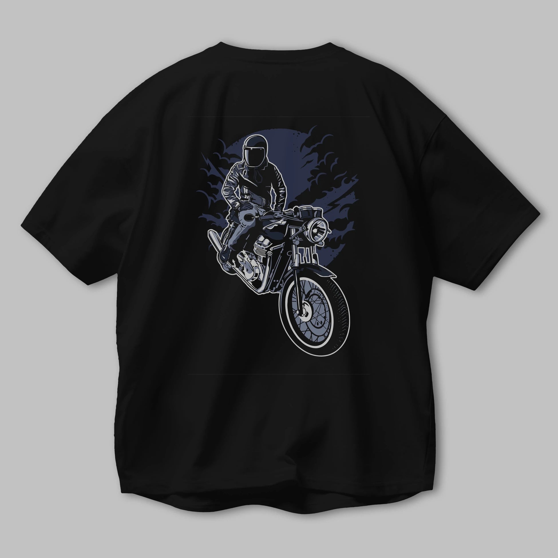 Night Rider Arka Baskılı Oversize t-shirt Erkek Kadın Unisex %100 Pamuk