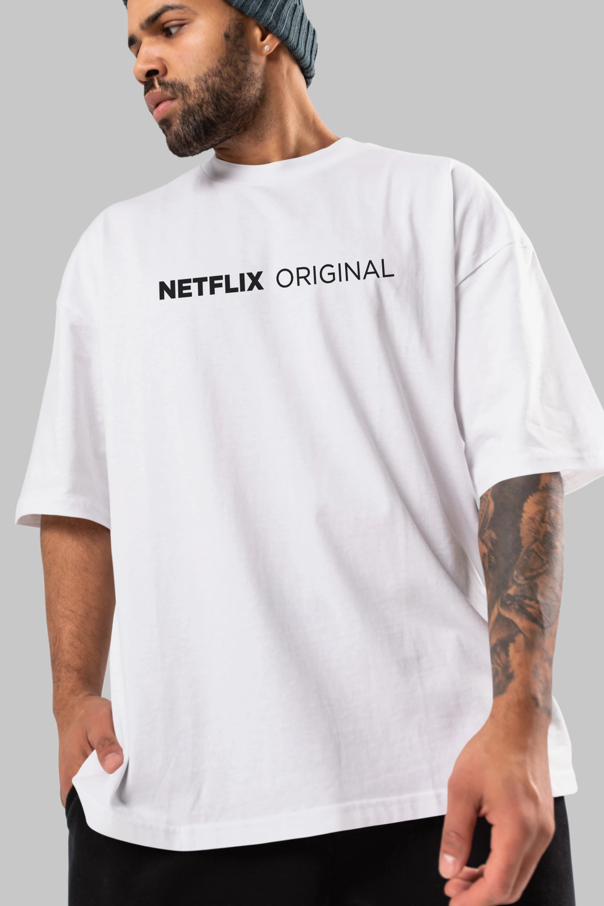 Netflix Original Ön Baskılı Oversize t-shirt %100 pamuk Erkek Kadın Unisex