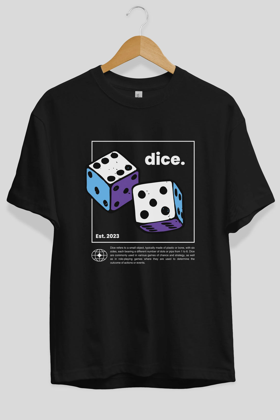 Dice Yazılı Ön Baskılı Oversize t-shirt Erkek Kadın Unisex