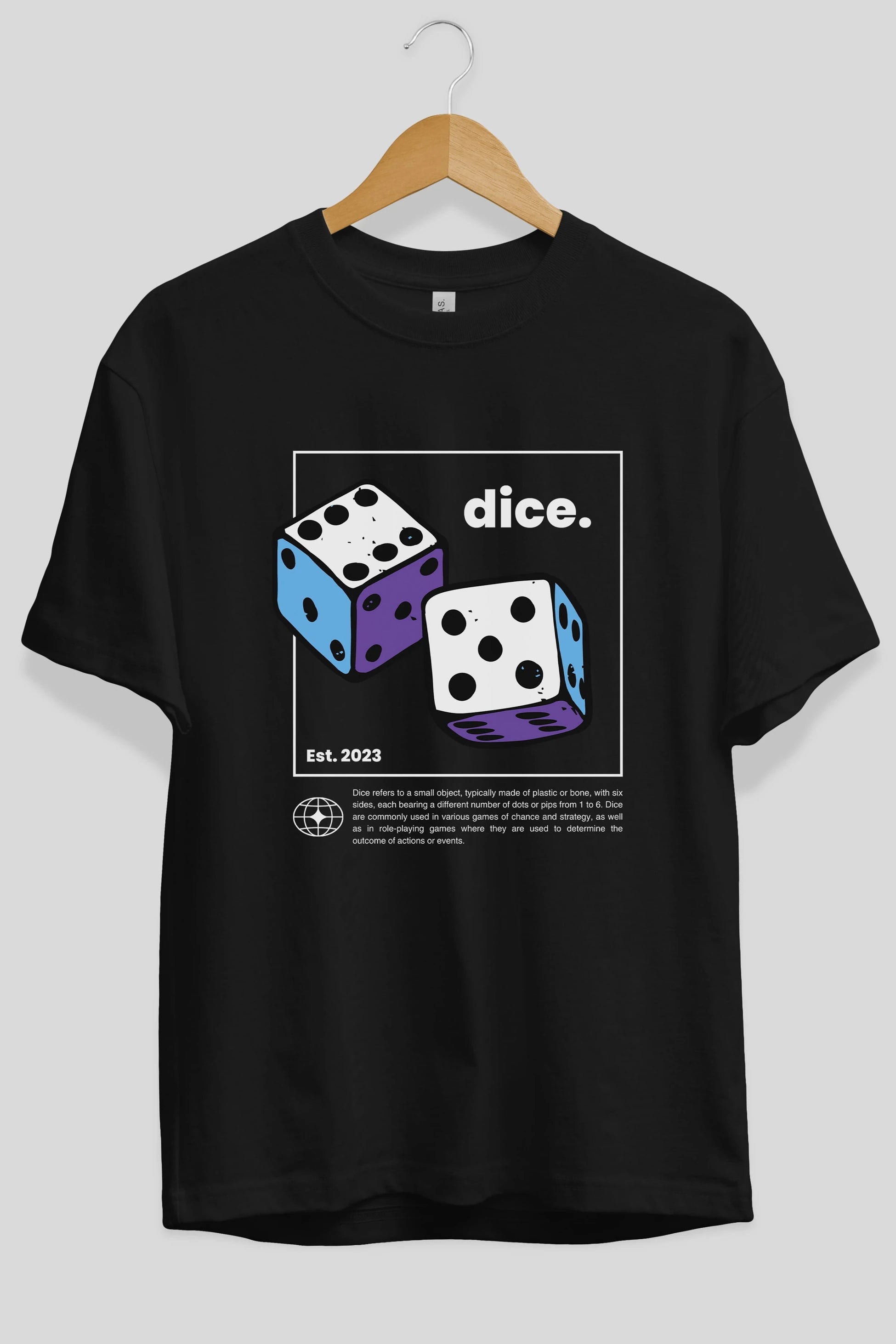 Dice Yazılı Ön Baskılı Oversize t-shirt Erkek Kadın Unisex