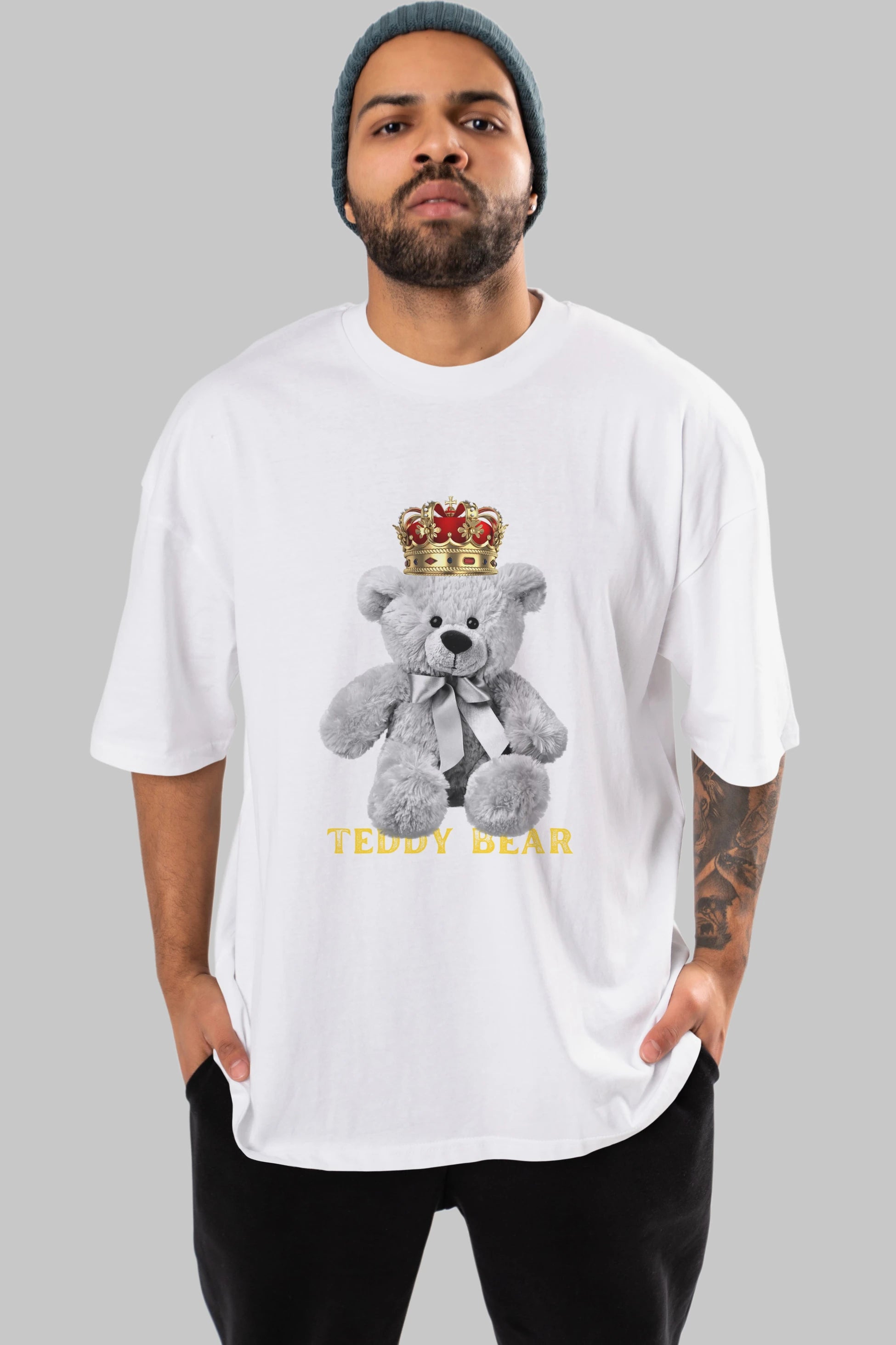 Teddy Bear Ön Baskılı Oversize t-shirt Erkek Kadın Unisex