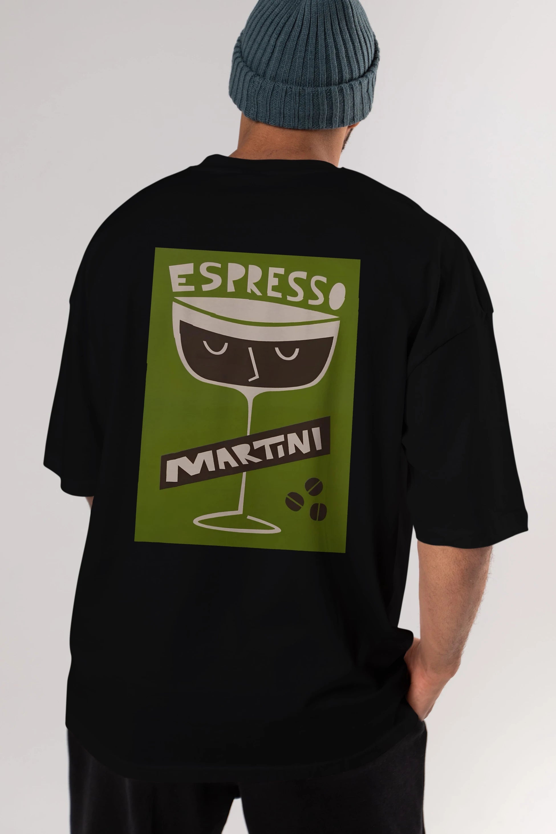 Espresso Martini 2 Arka Baskılı Oversize t-shirt Erkek Kadın Unisex %100 Pamuk Bisiklet Yaka tişort