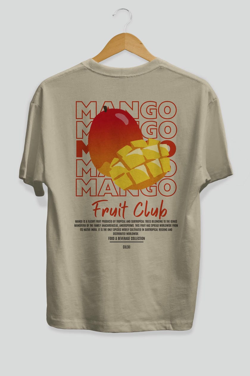 Mango Arka Baskılı Oversize t-shirt Erkek Kadın Pamuk Bisiklet Yaka tişort
