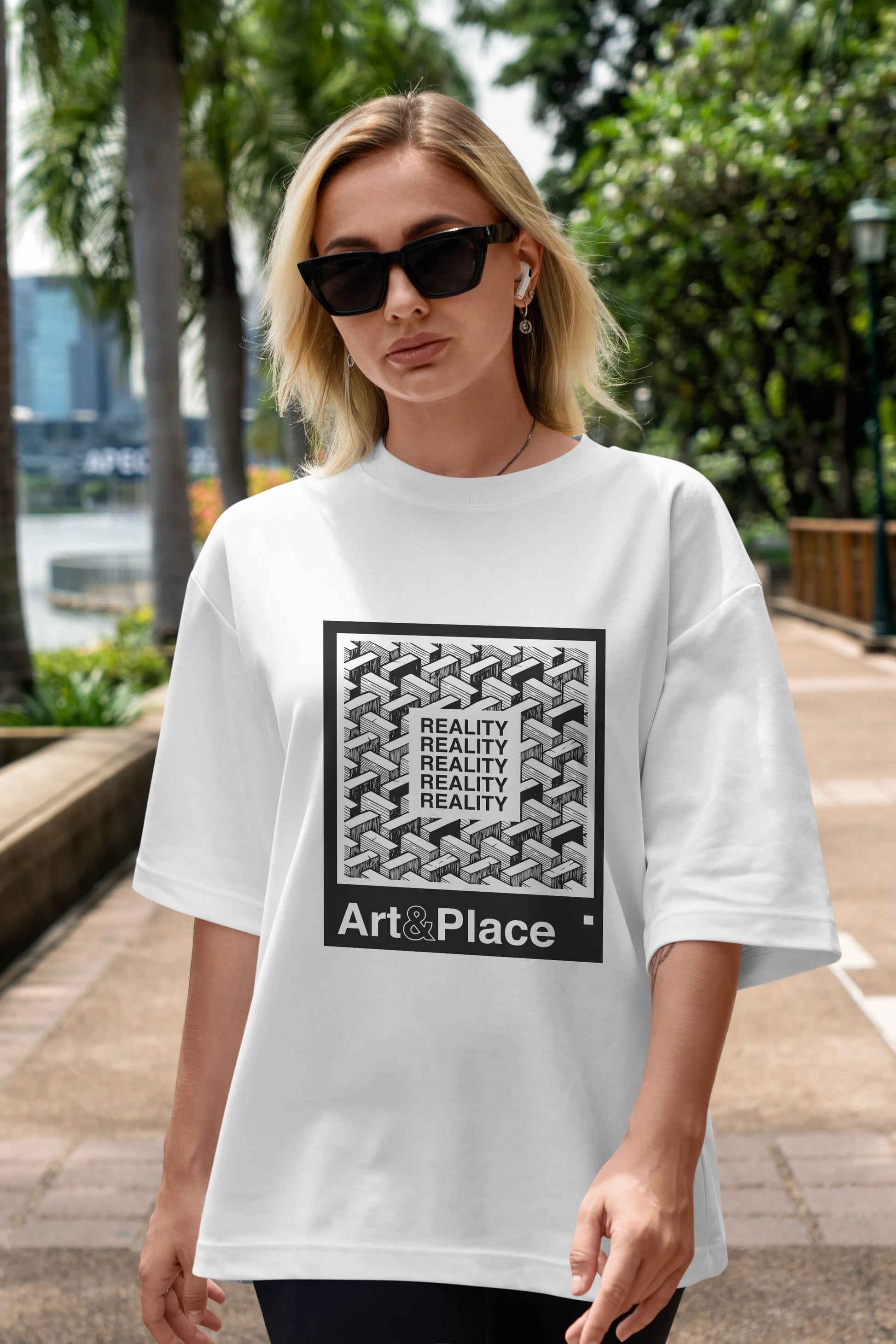 Reality Ön Baskılı Oversize t-shirt Erkek Kadın Unisex