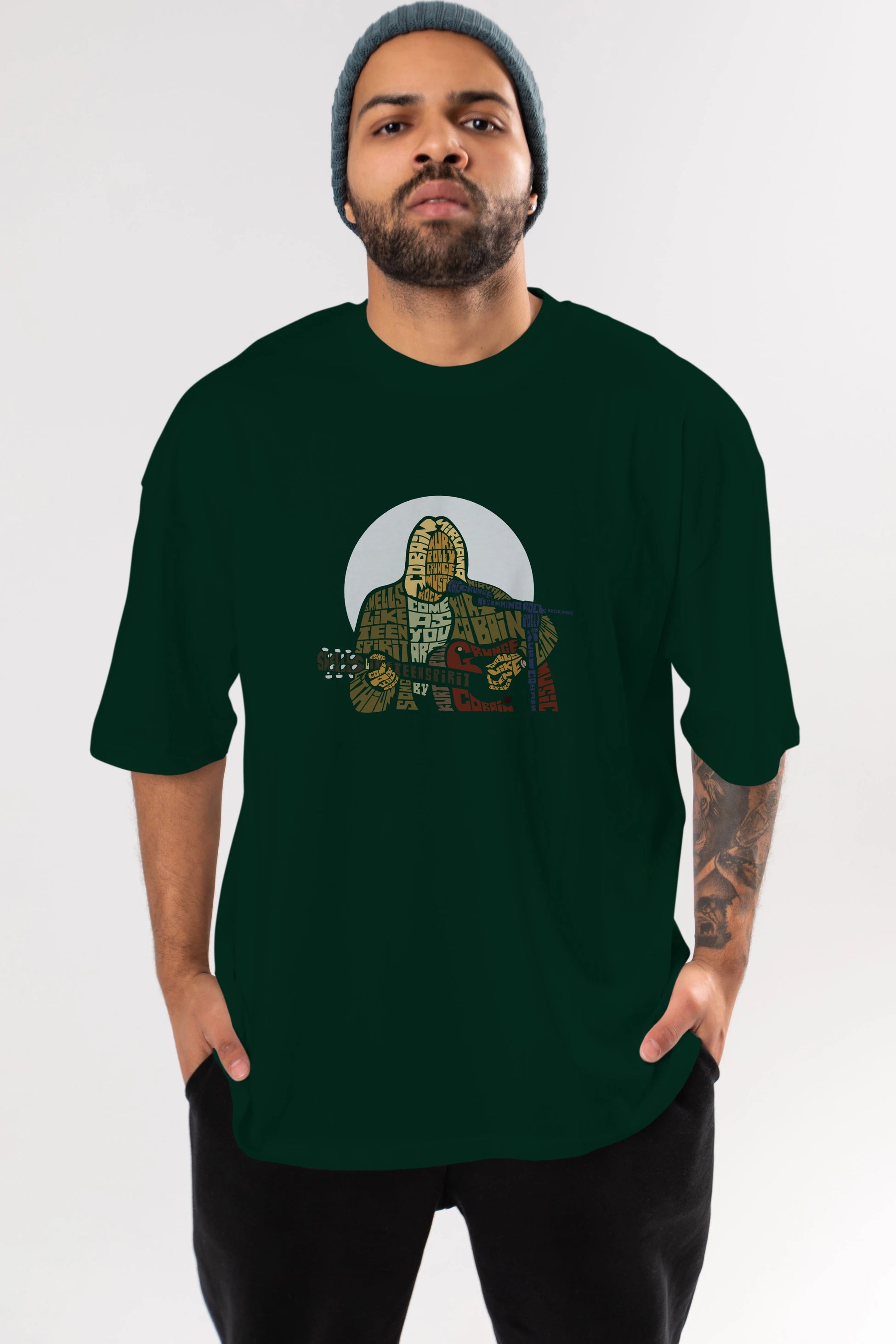 Kurt Cobain Ön Baskılı Oversize t-shirt %100 pamuk Erkek Kadın Unisex