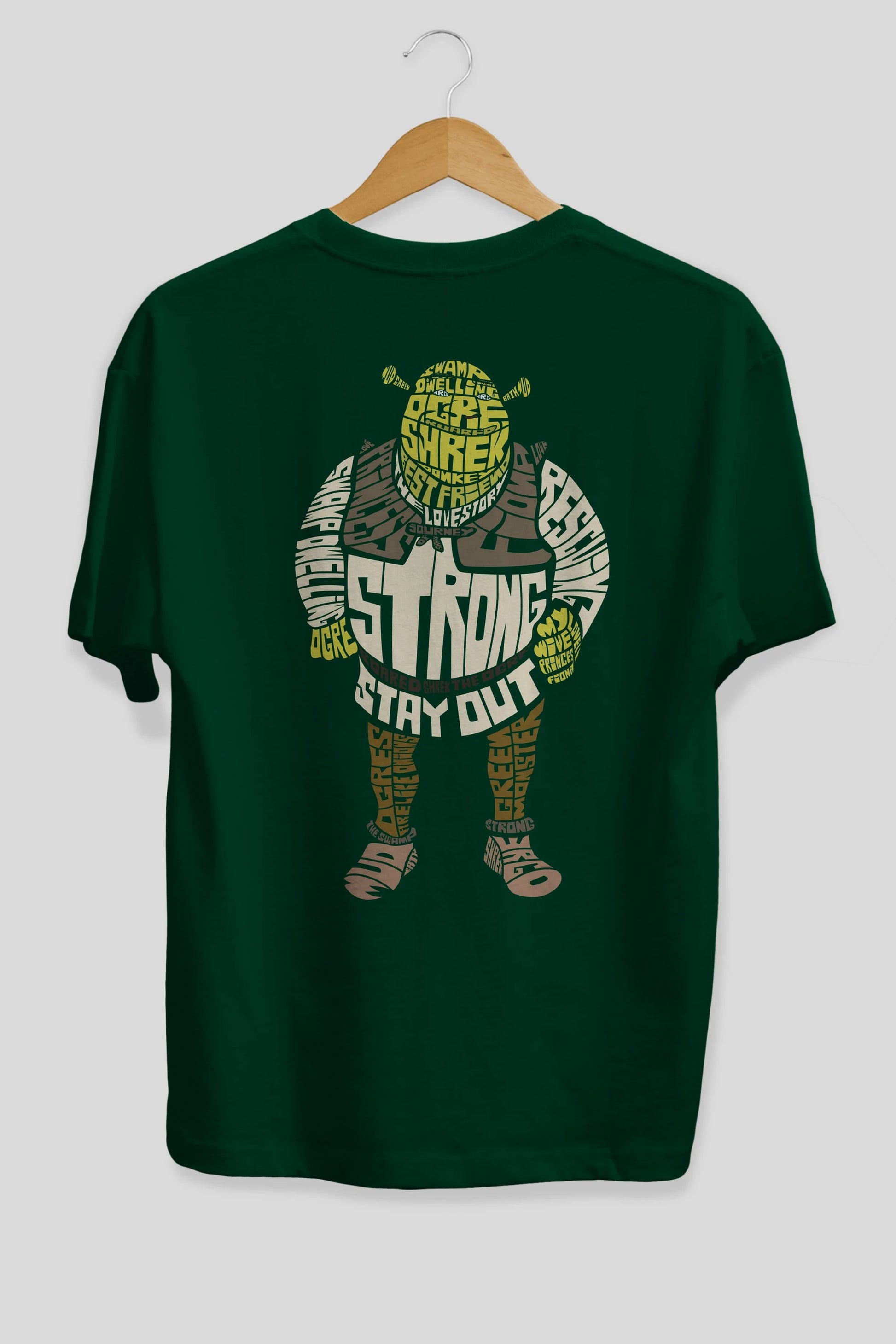 Shrek Arka Baskılı Oversize t-shirt %100 pamuk Erkek Kadın Unisex