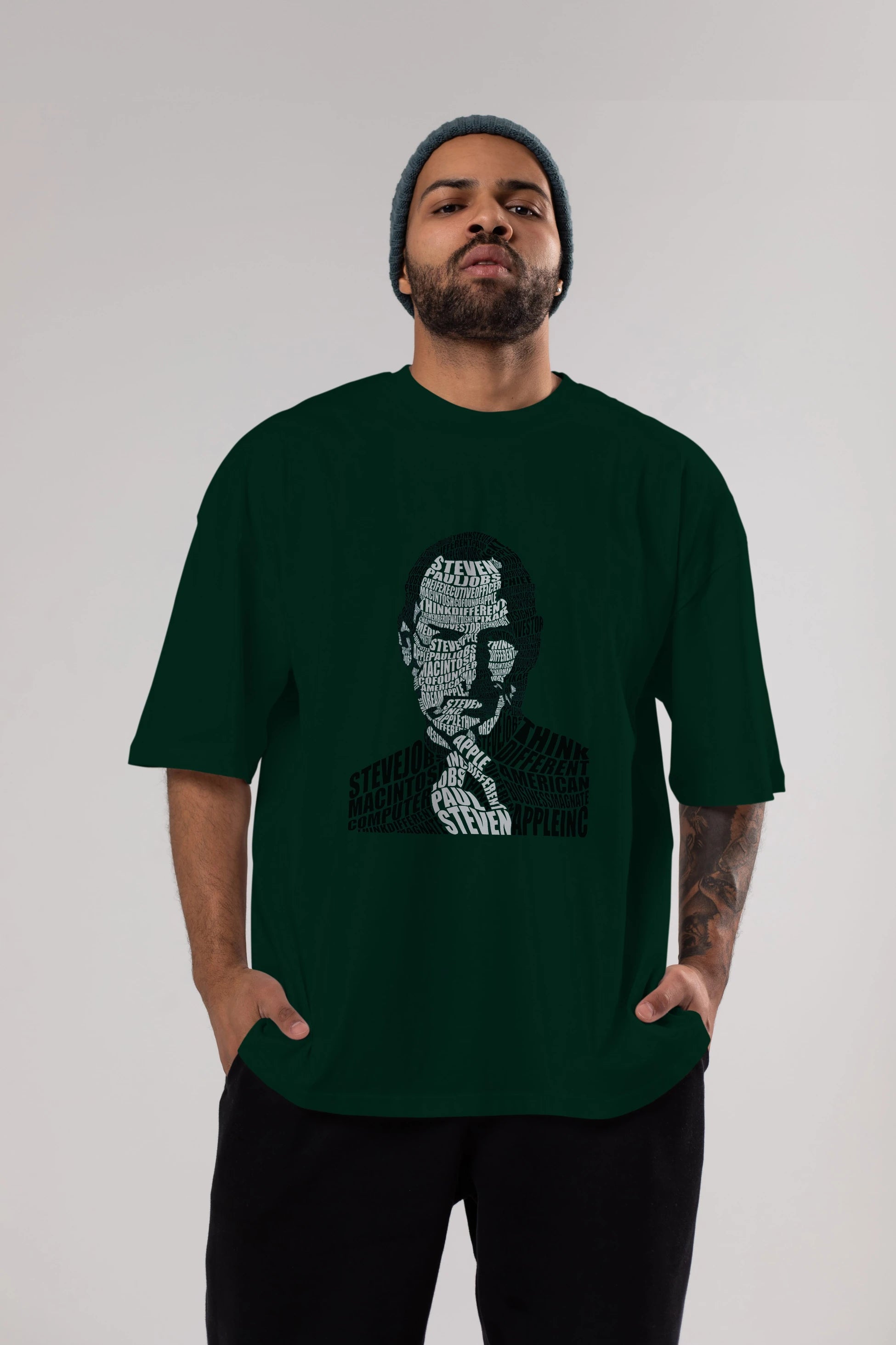 Steve Jobs Calligram Ön Baskılı Oversize t-shirt %100 pamuk Erkek Kadın Unisex