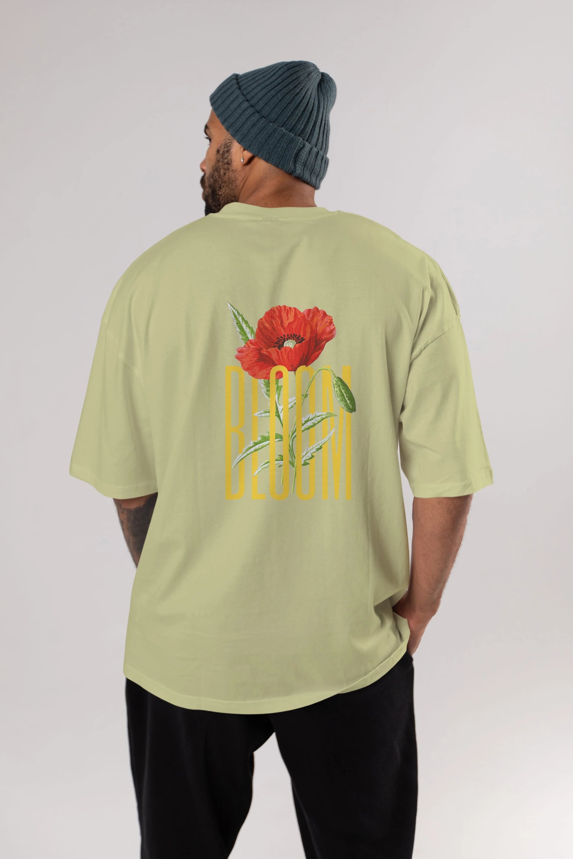 Bloom Flower Arka Baskılı Oversize t-shirt Erkek Kadın Unisex