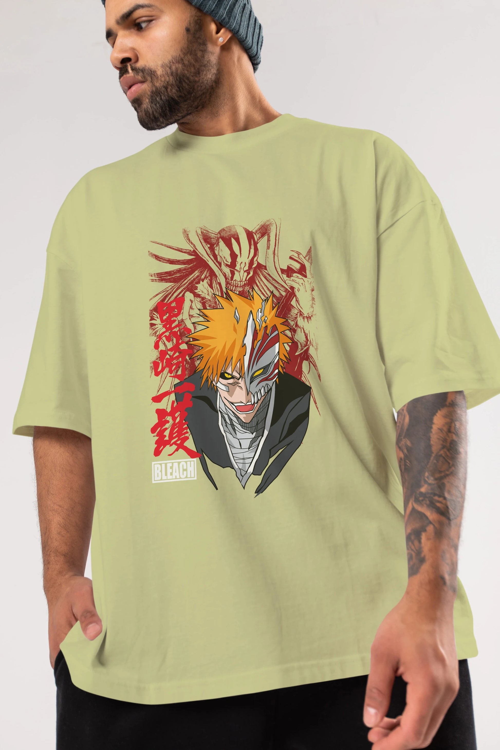 ICHIGO KUROSAKI VIZARD Anime Ön Baskılı Oversize t-shirt %100 pamuk Erkek Kadın Unisex