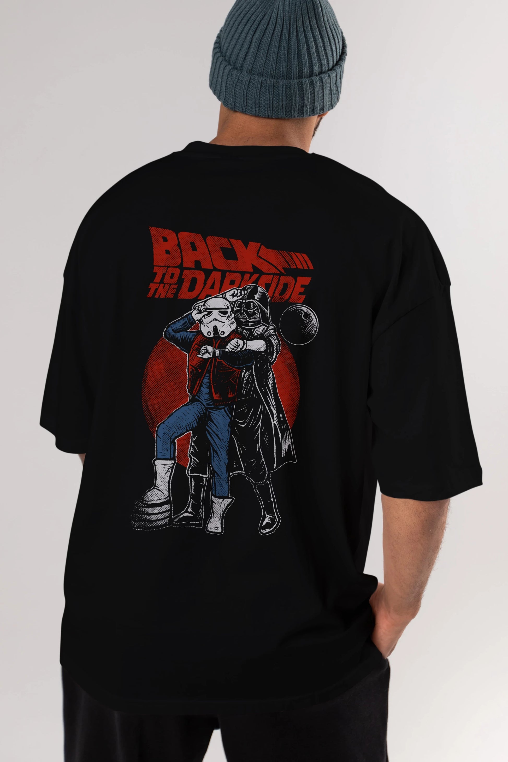 Back To The Darkside Arka Baskılı Oversize t-shirt Erkek Kadın Unisex %100 Pamuk