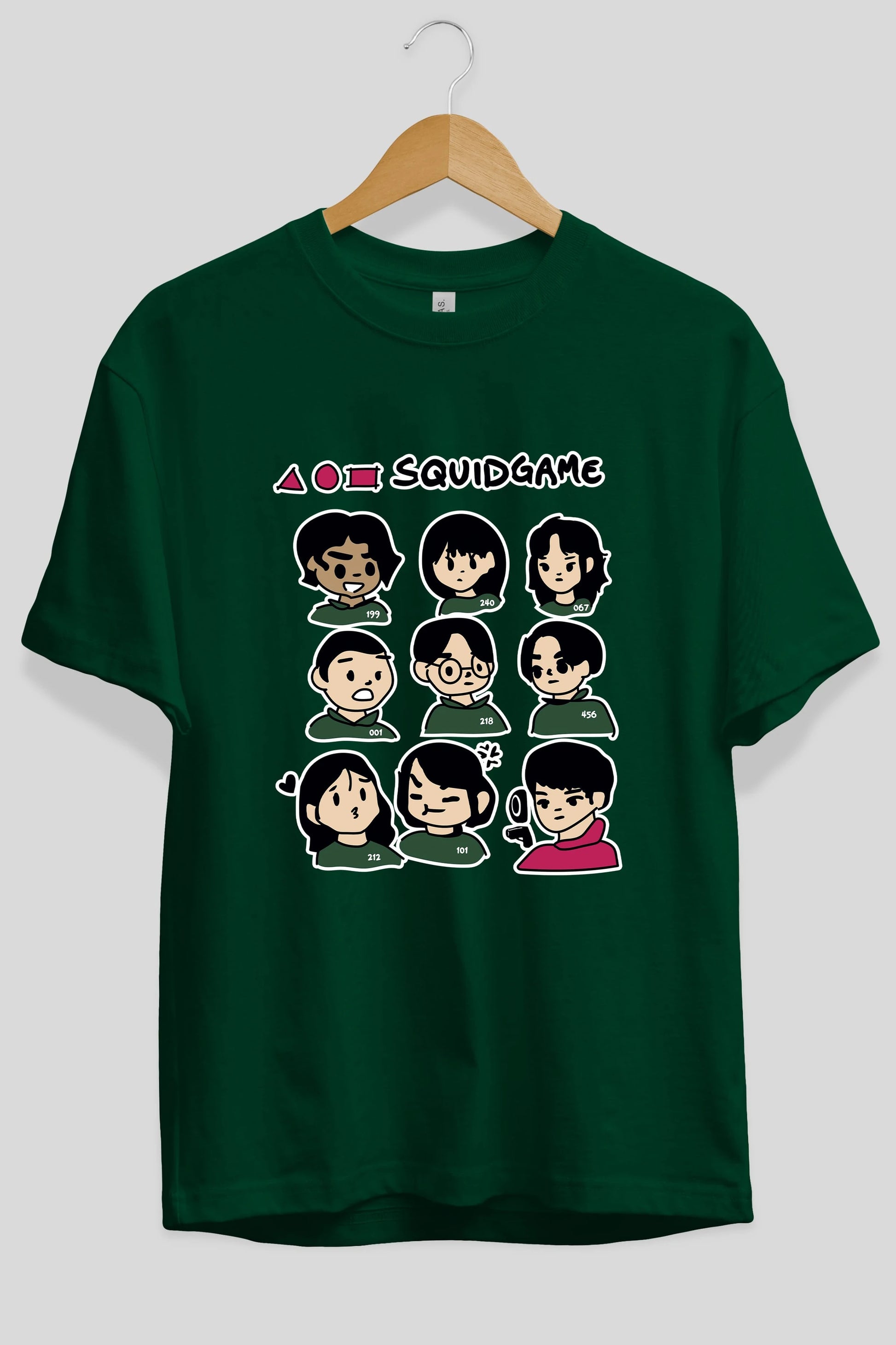 Squid Game (3) Ön Baskılı Oversize t-shirt Erkek Kadın Unisex %100 Pamuk Bisiklet Yaka tişort