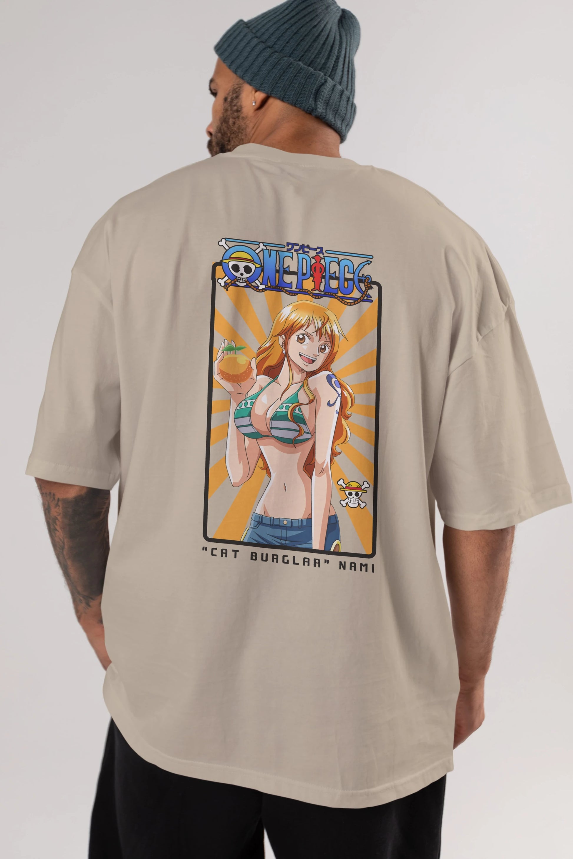 Nami Anime Arka Baskılı Oversize t-shirt Erkek Kadın Unisex %100 pamuk tişort