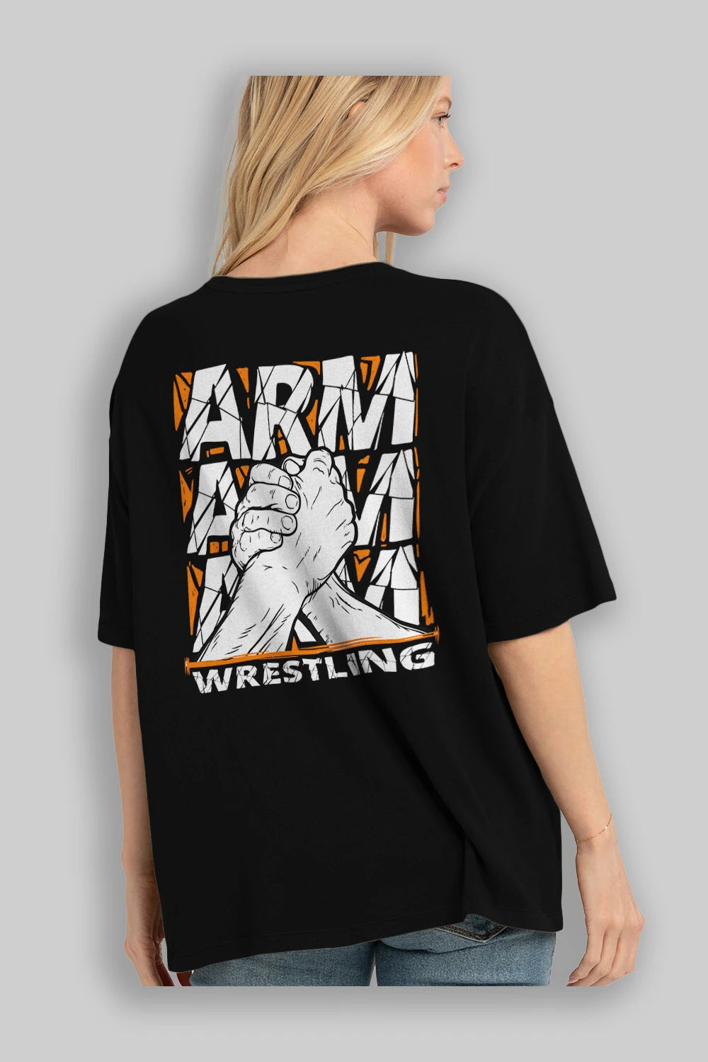 Arm Wrestling Arka Baskılı Oversize t-shirt Erkek Kadın Unisex