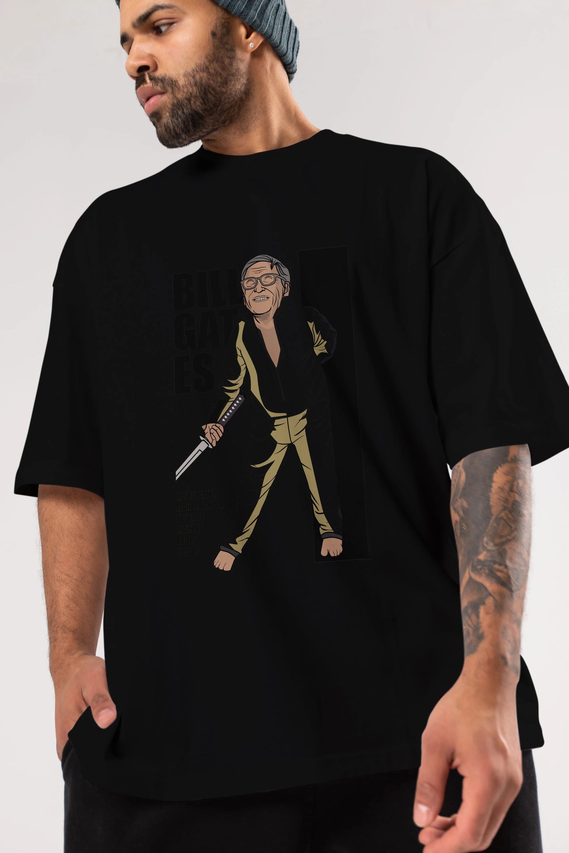 Bill Gates Ön Baskılı Oversize t-shirt Erkek Kadın Unisex %100 Pamuk tişort