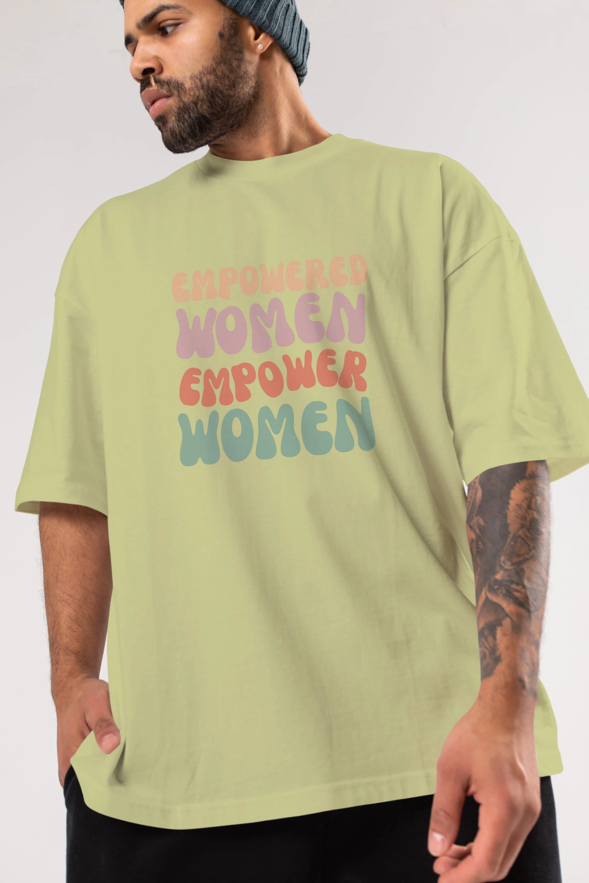 Empowered Women Yazılı Ön Baskılı Oversize t-shirt Erkek Kadın Unisex