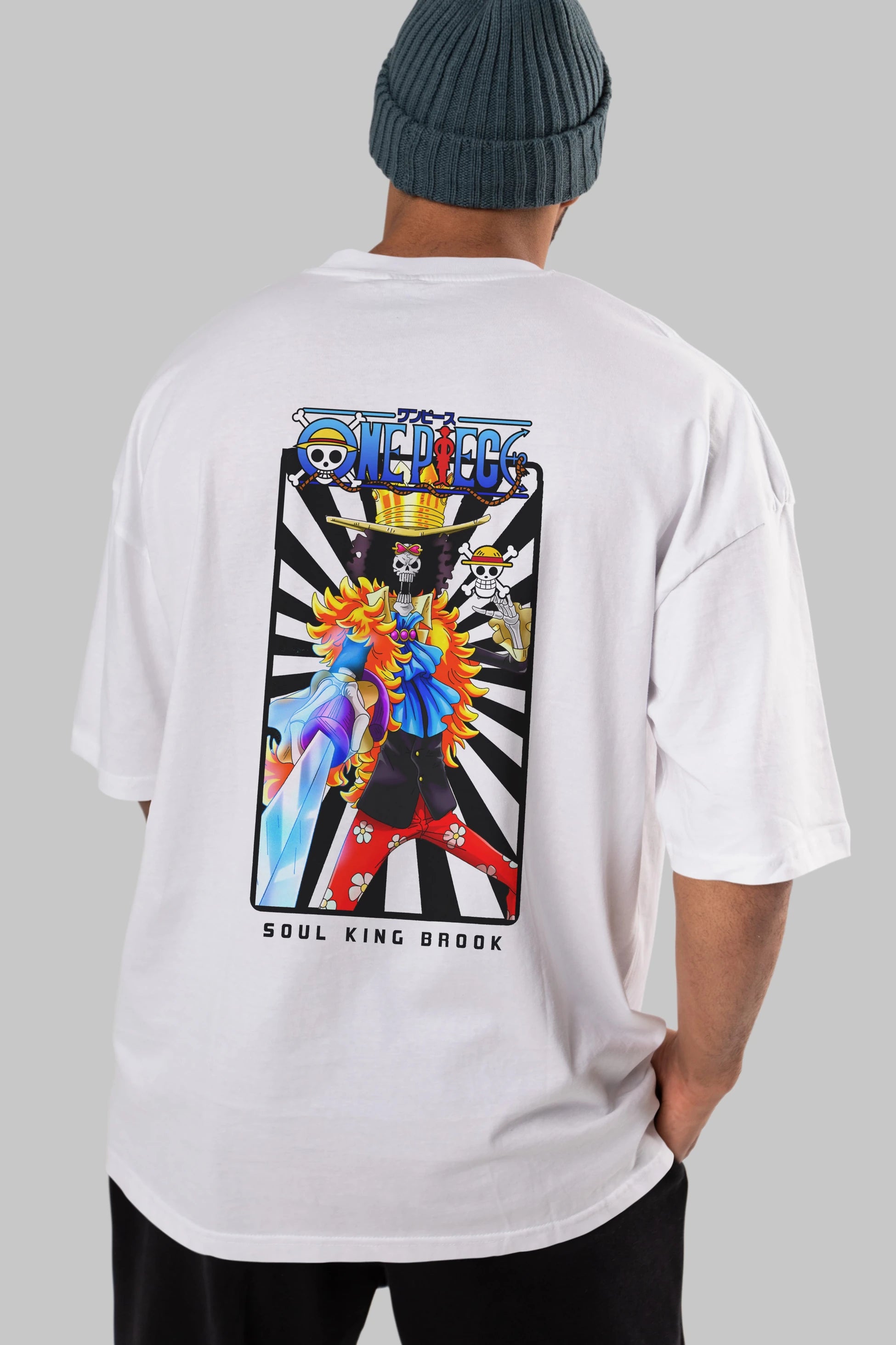 Brook Anime Arka Baskılı Oversize t-shirt Erkek Kadın Unisex %100 pamuk tişort