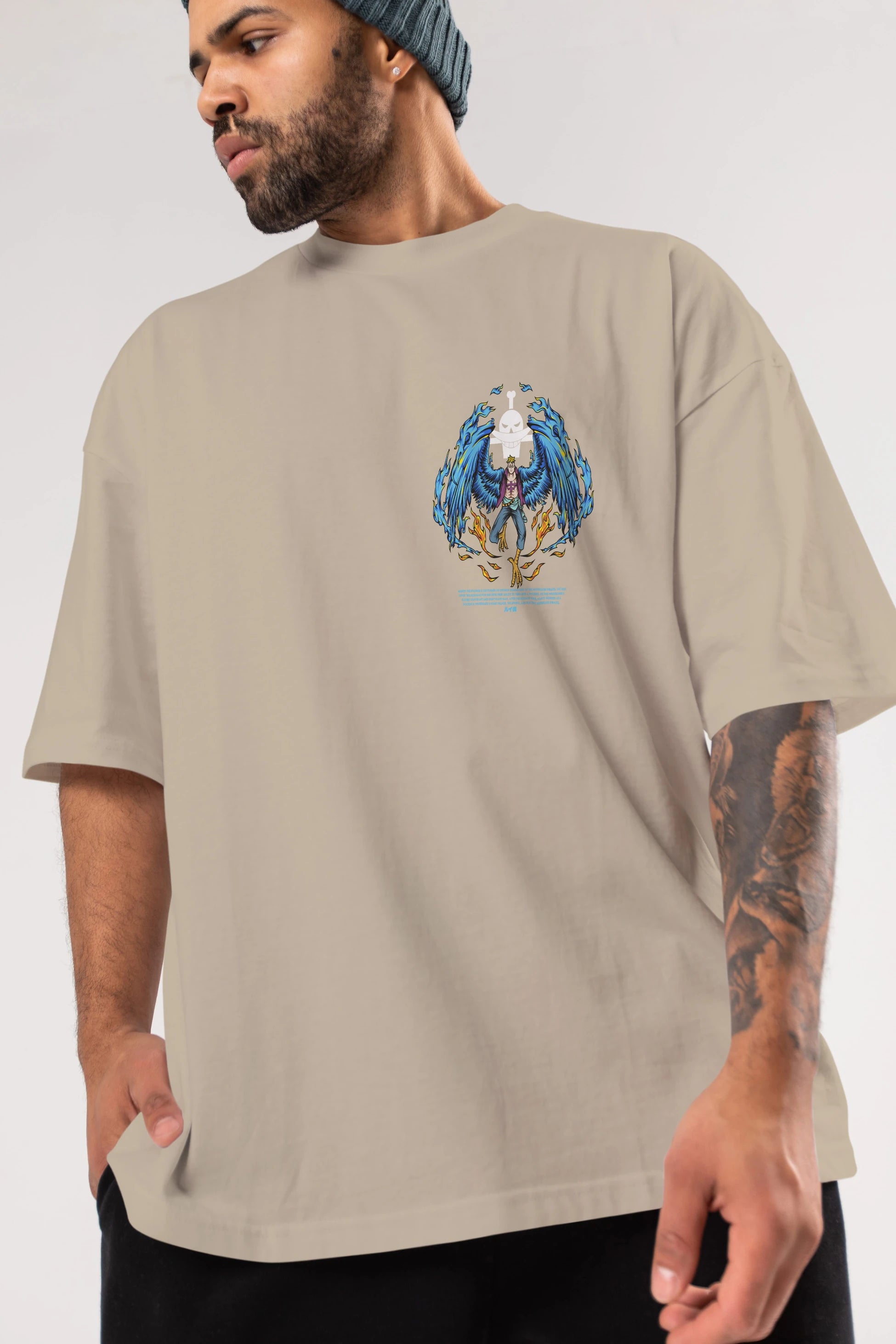 Marco Ön Sol Baskılı Oversize t-shirt Erkek Kadın Unisex %100 Pamuk Bisiklet Yaka tişort