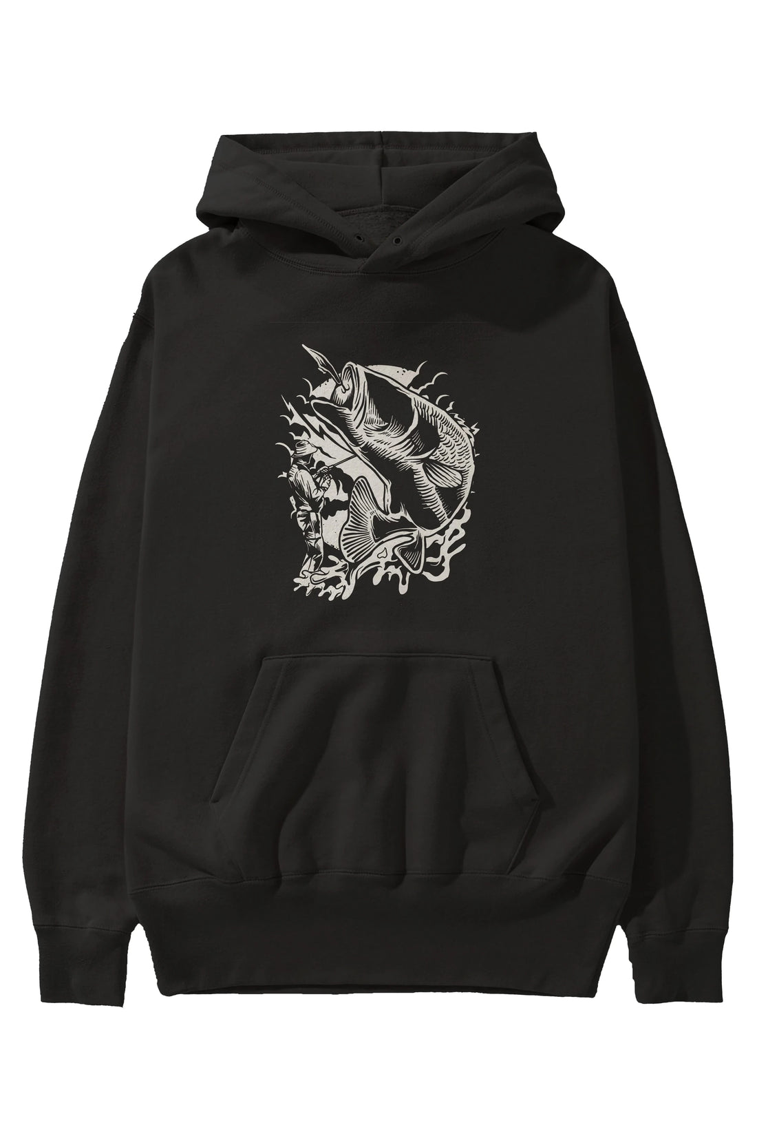 Fisherman Ön Baskılı Hoodie Oversize Kapüşonlu Sweatshirt Erkek Kadın Unisex