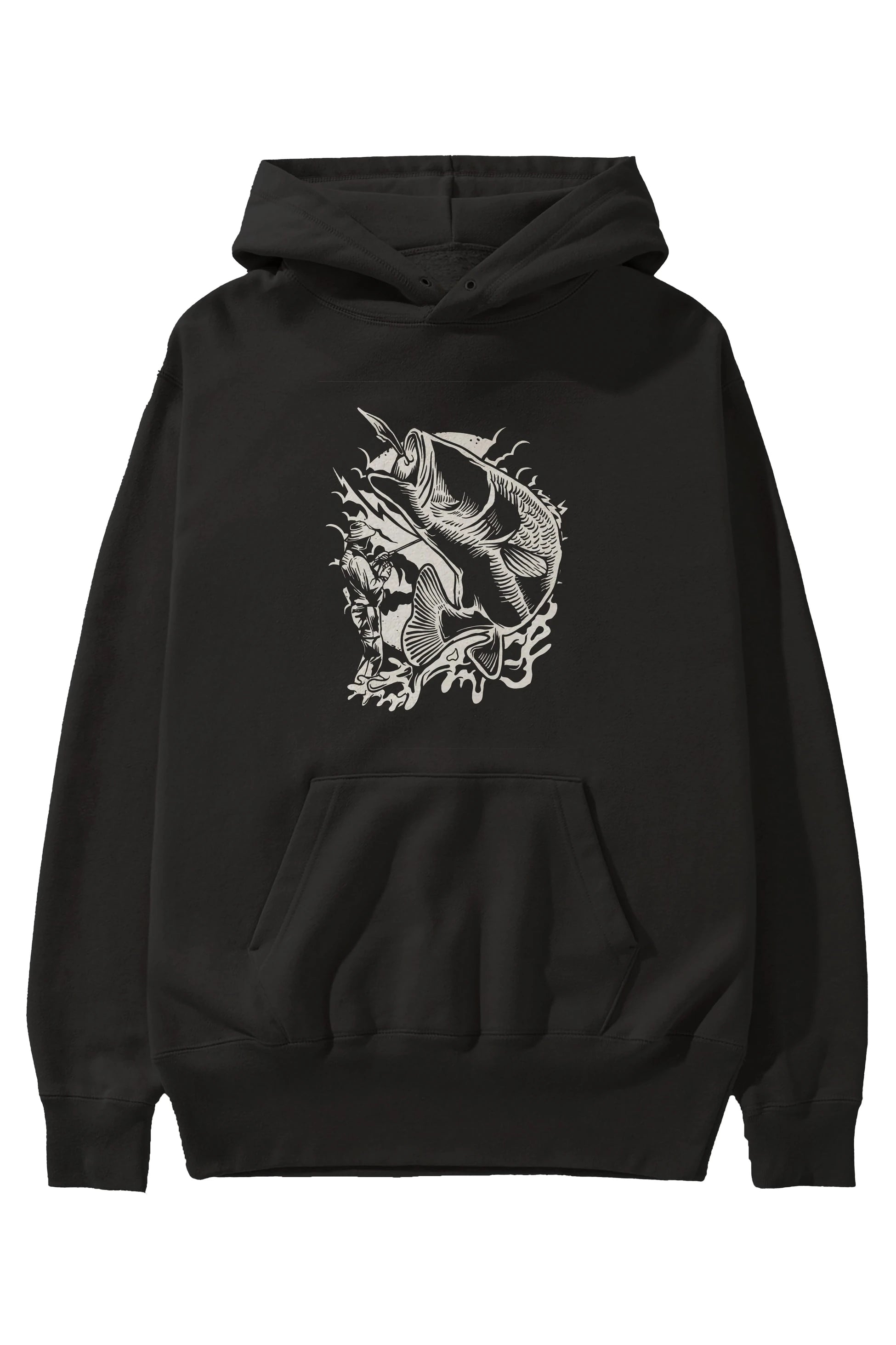 Fisherman Ön Baskılı Hoodie Oversize Kapüşonlu Sweatshirt Erkek Kadın Unisex