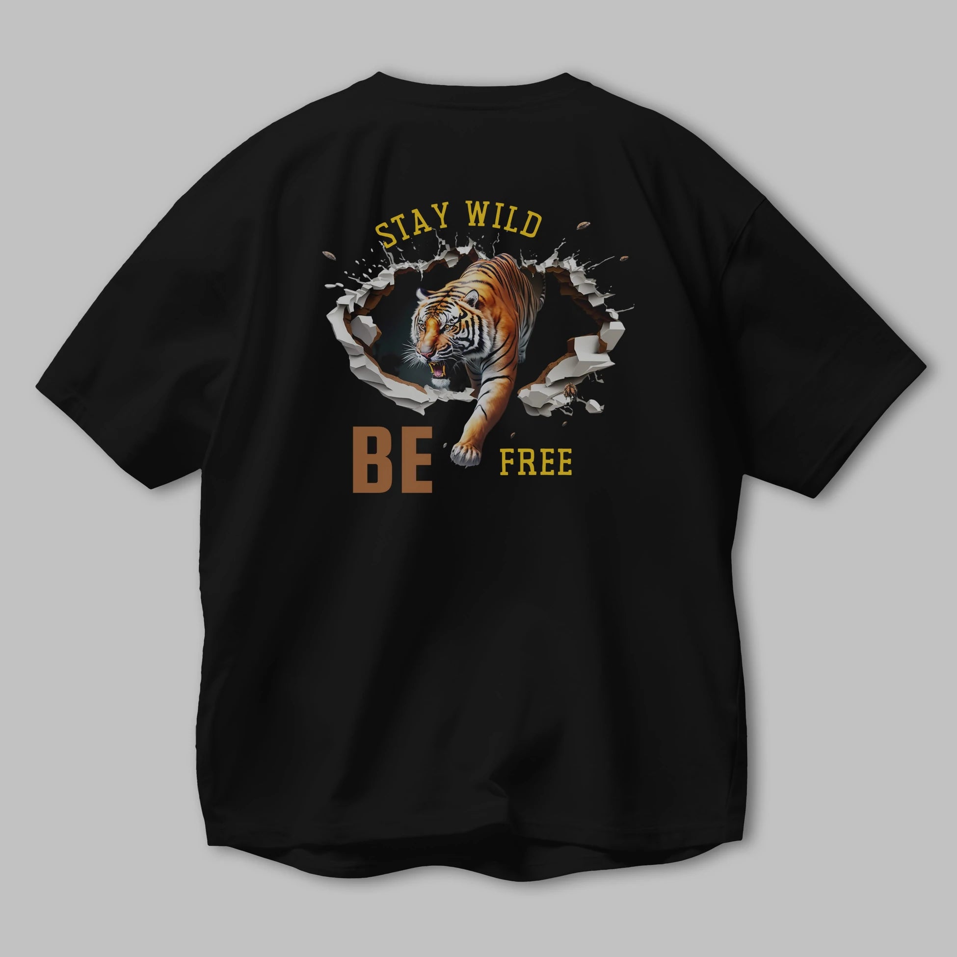Stay Wild Be Free Yazılı Arka Baskılı Oversize t-shirt Erkek Kadın Unisex