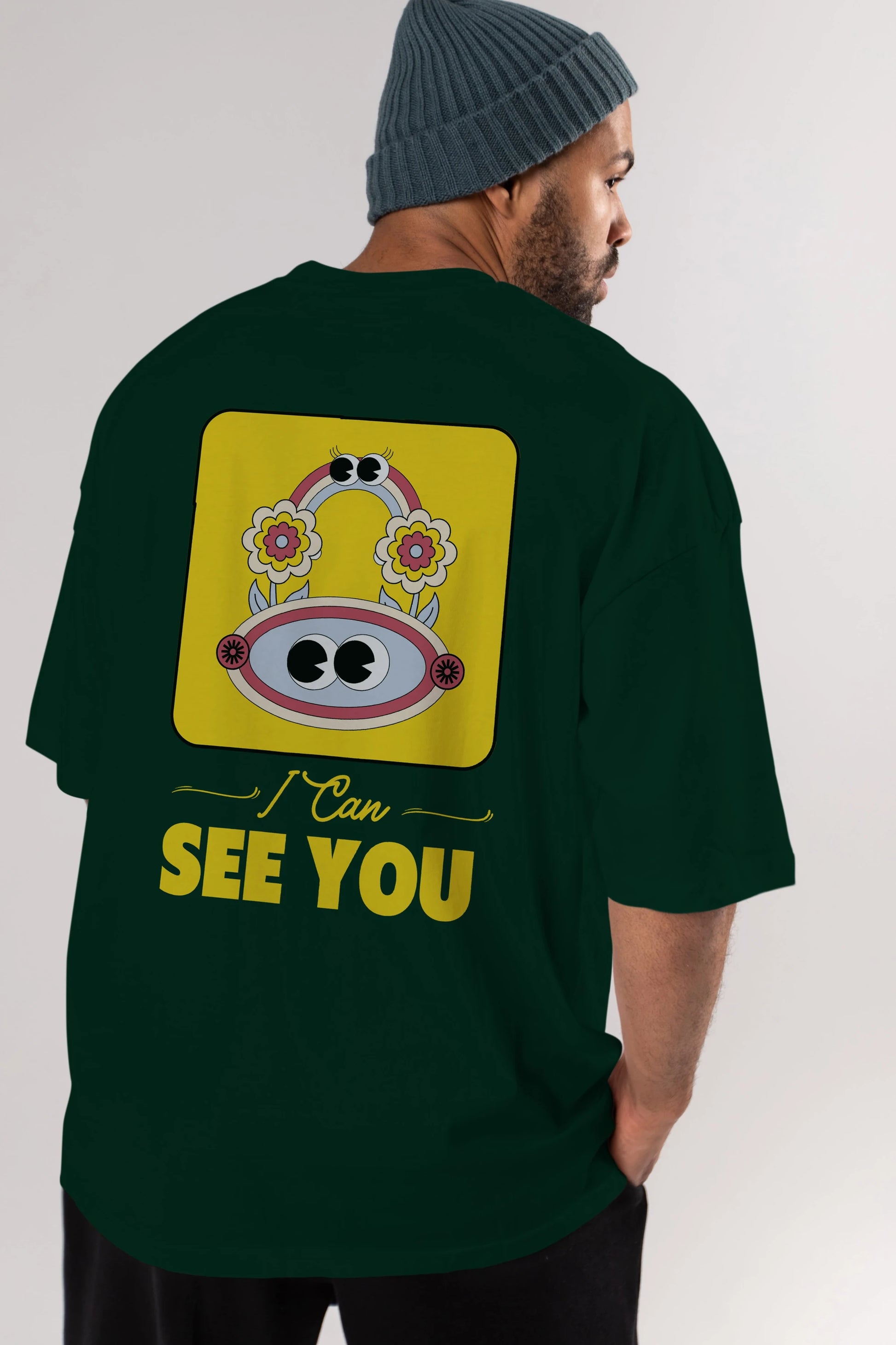 I Can See You Yazılı Arka Baskılı Oversize t-shirt Erkek Kadın Unisex