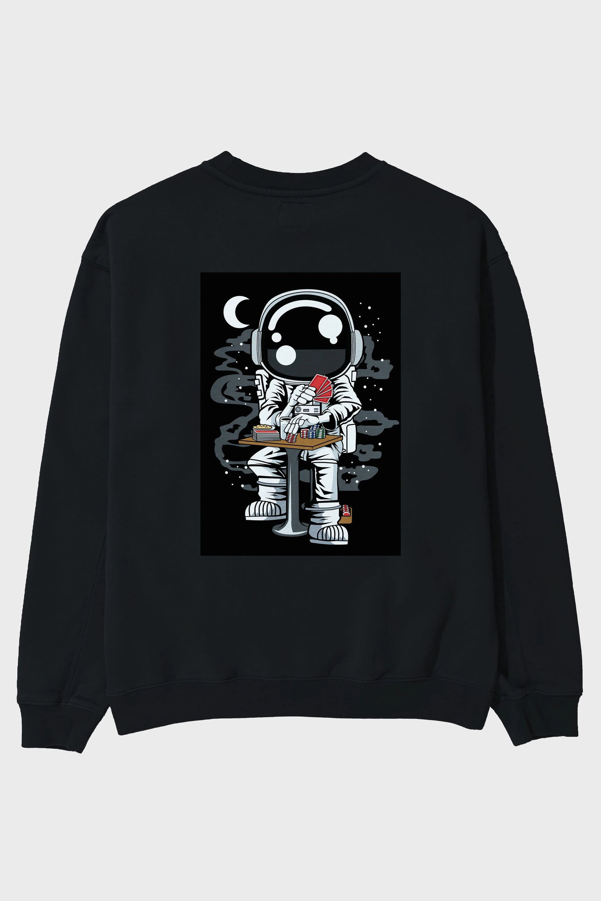 Astronaut Gambler Arka Baskılı Oversize Sweatshirt Erkek Kadın Unisex