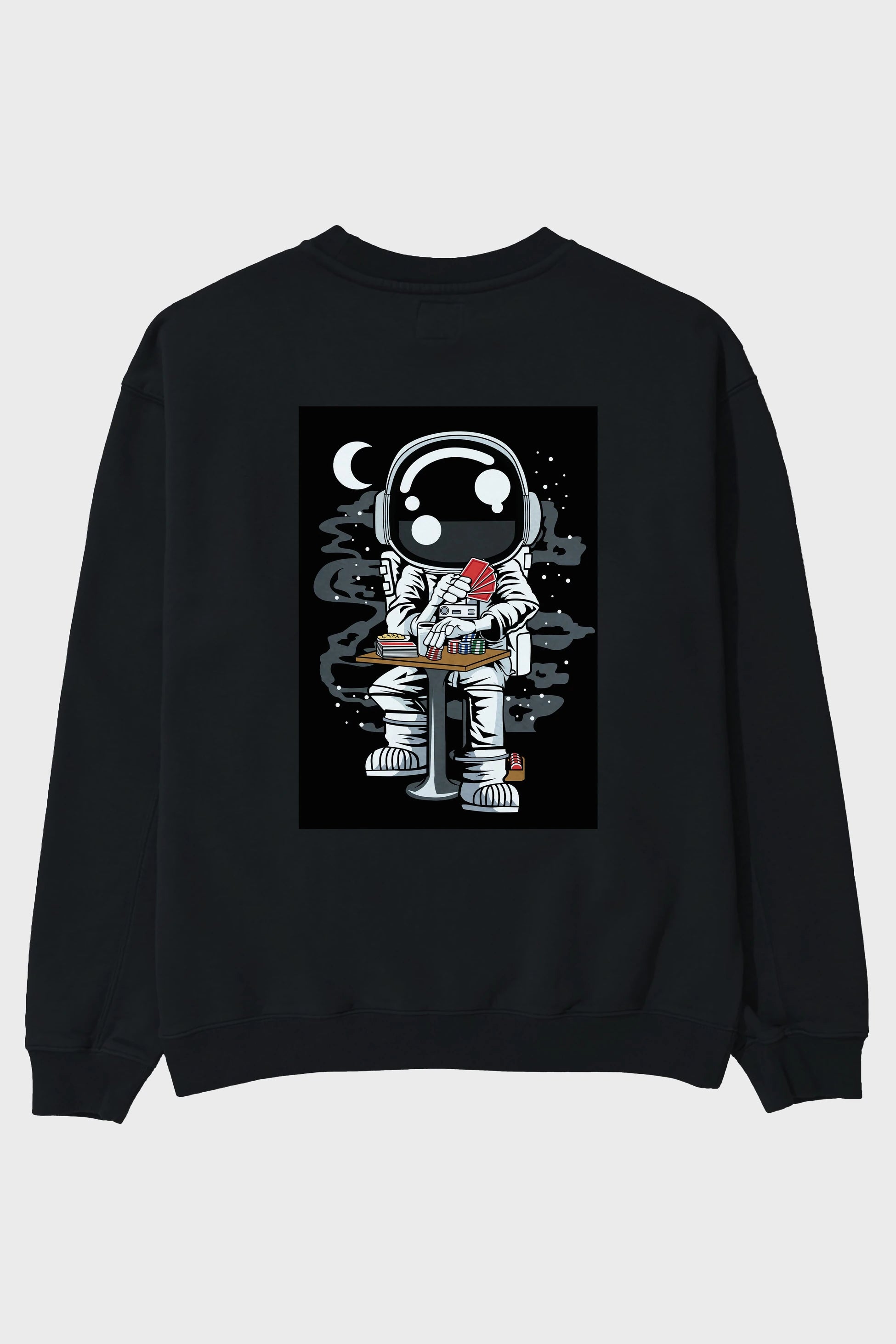 Astronaut Gambler Arka Baskılı Oversize Sweatshirt Erkek Kadın Unisex