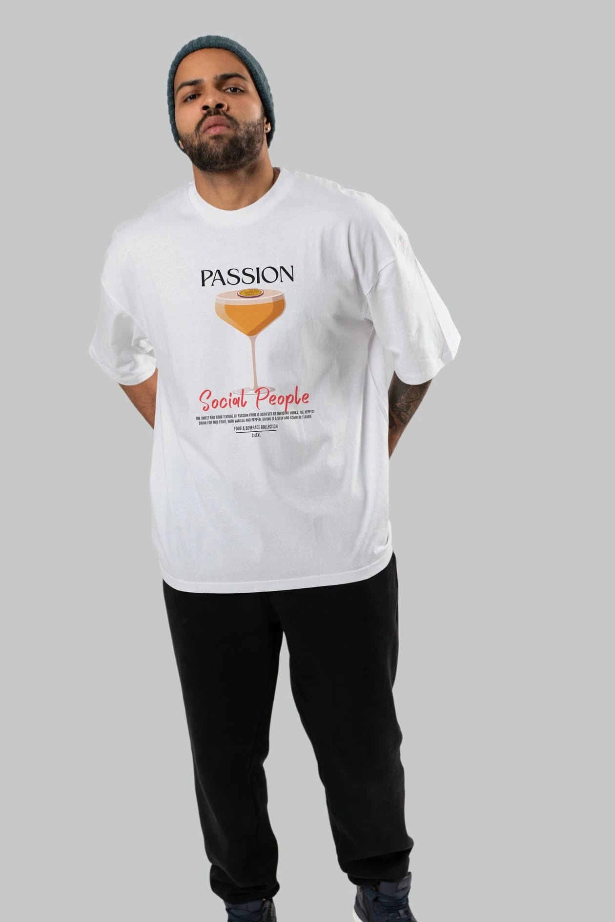 Passion Kokteyl Serisi ön Baskılı Oversize t-shirt Erkek Kadın %100 Pamuk Bisiklet Yaka tişort