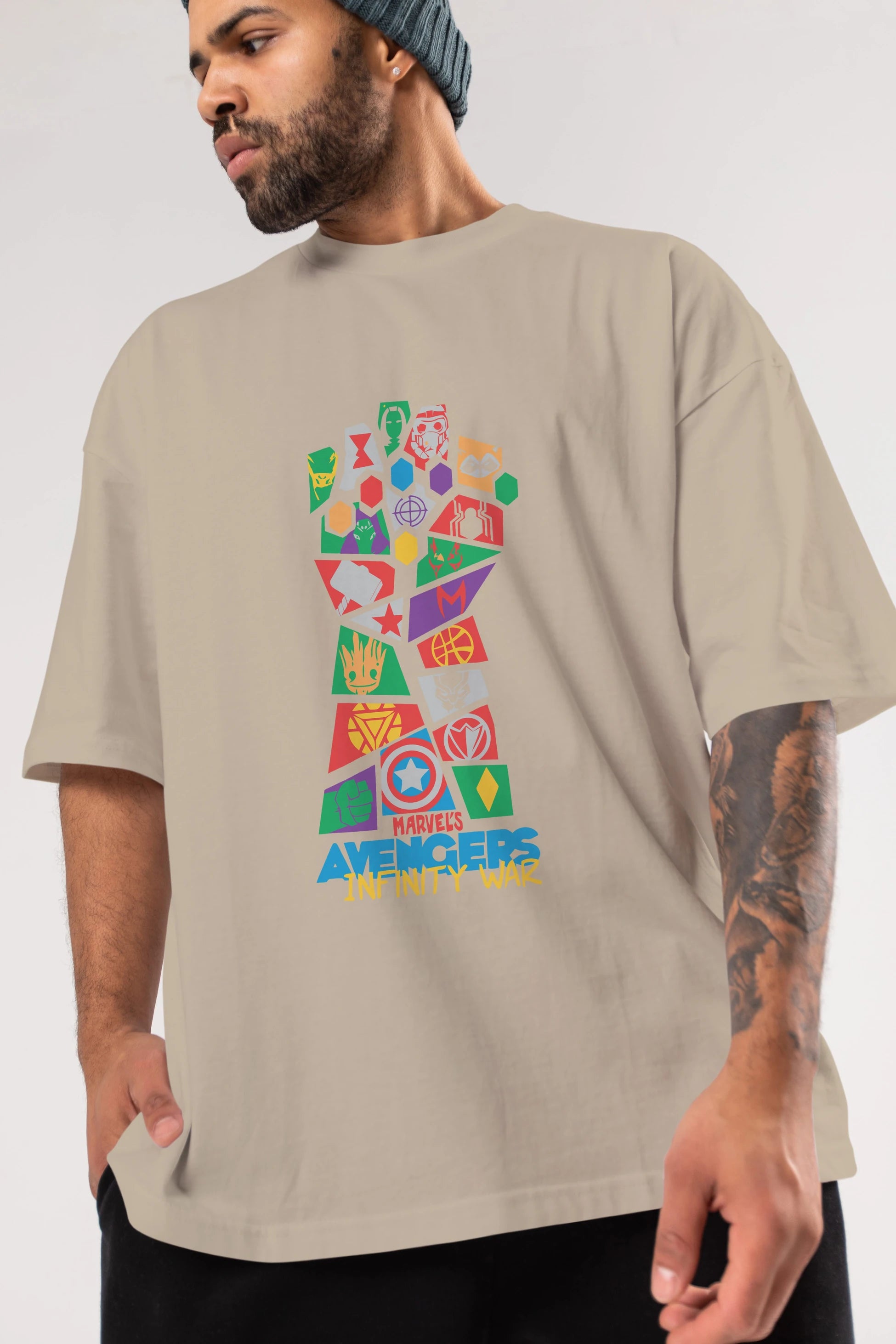 The Avengers Ön Baskılı Oversize t-shirt Erkek Kadın Unisex %100 Pamuk Bisiklet Yaka tişort