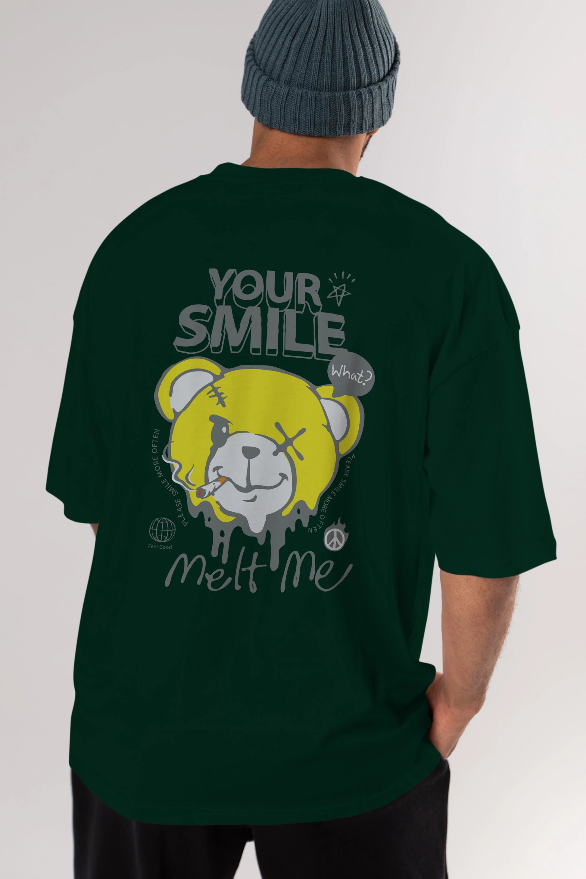 Your Smile Bear Arka Baskılı Oversize t-shirt Erkek Kadın Unisex