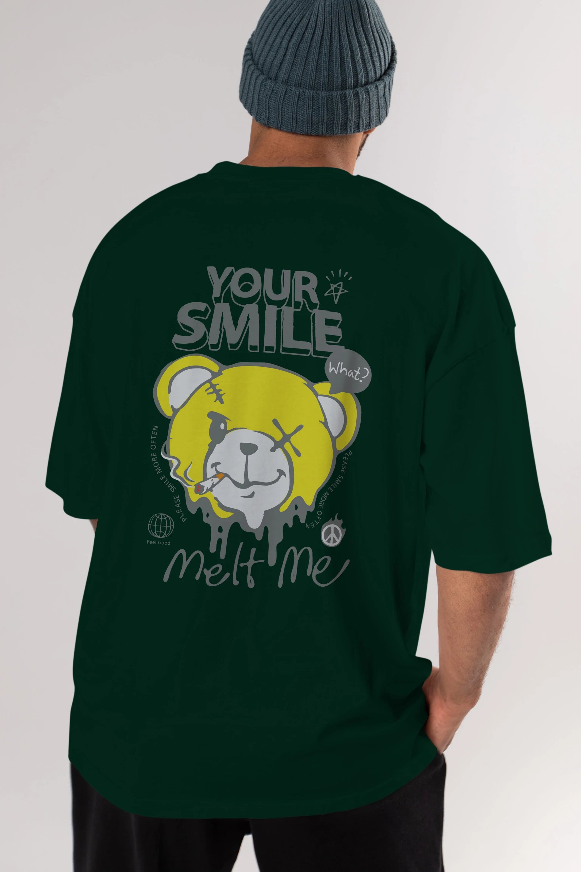 Your Smile Bear Arka Baskılı Oversize t-shirt Erkek Kadın Unisex