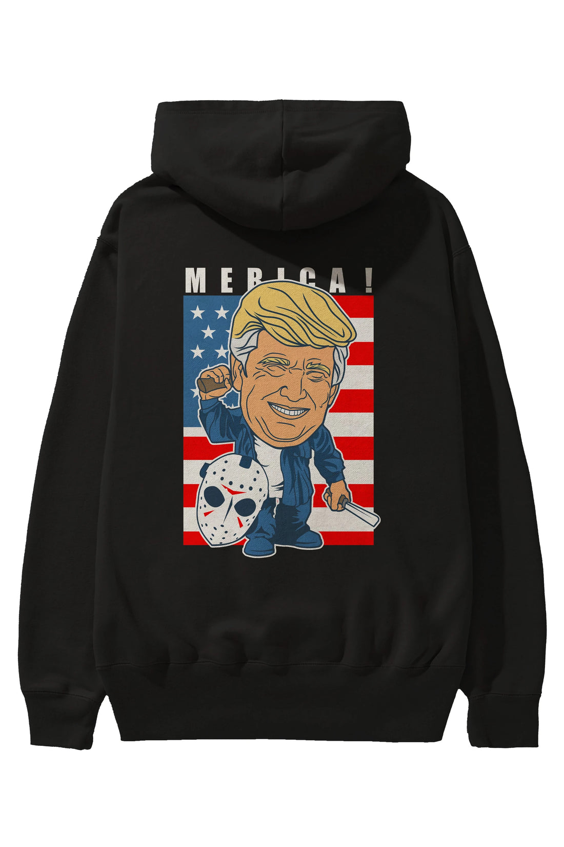 Jason Voorhess Trump Arka Baskılı Hoodie Oversize Kapüşonlu Sweatshirt Erkek Kadın Unisex