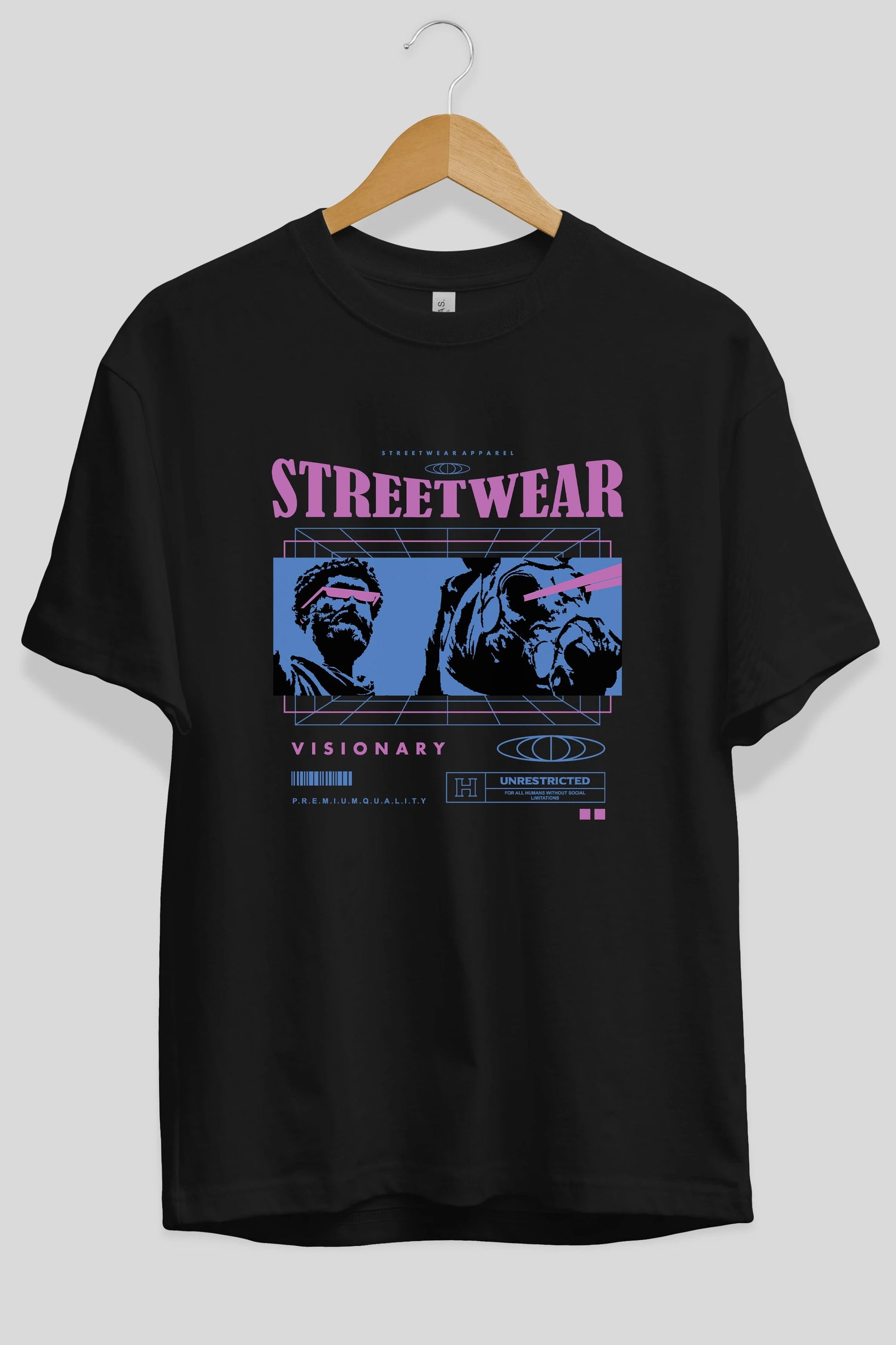 Streetwear Visionary Ön Baskılı Oversize t-shirt Erkek Kadın Unisex