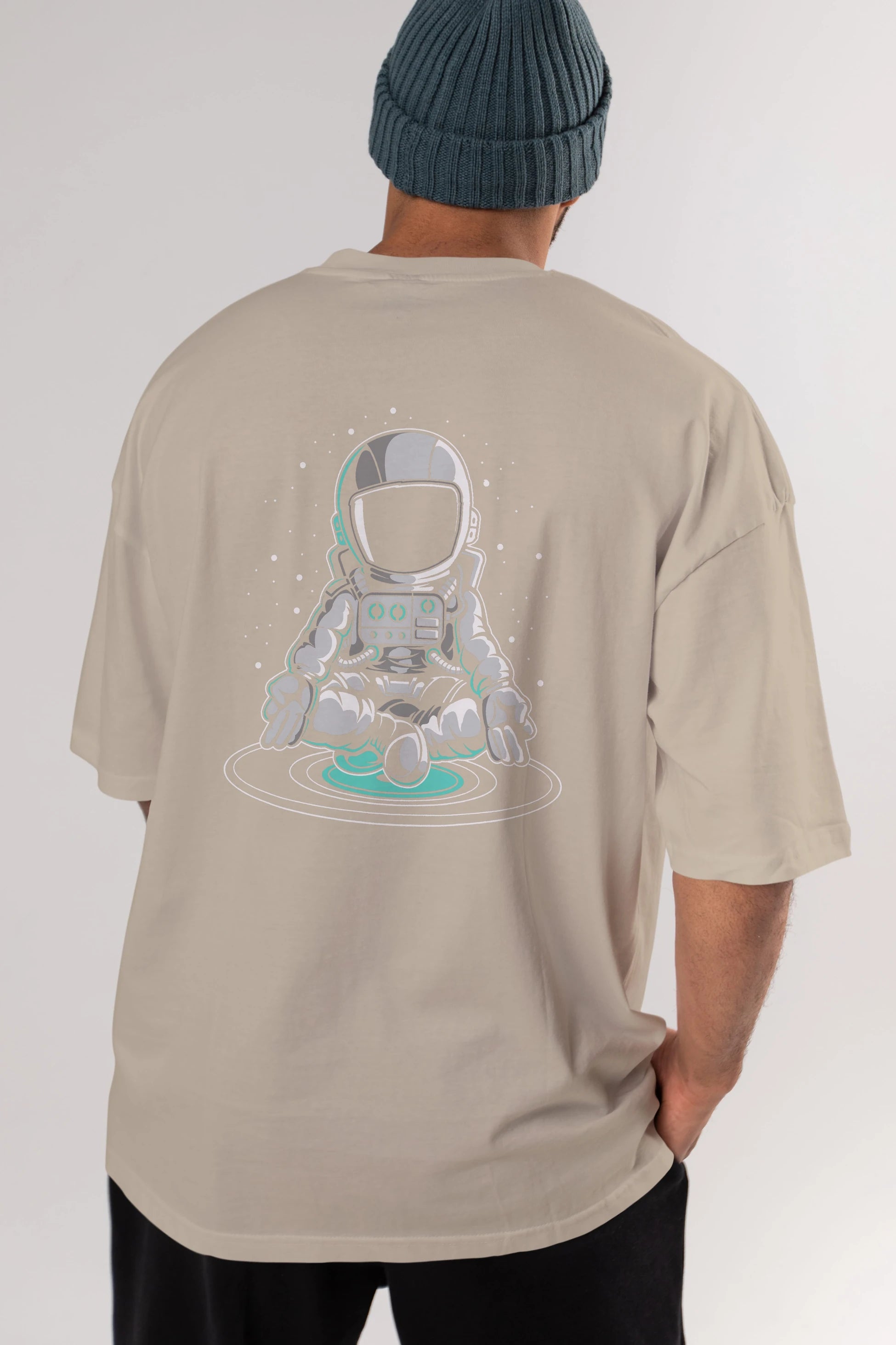 Astronaut Meditation Arka Baskılı Oversize t-shirt Erkek Kadın Unisex