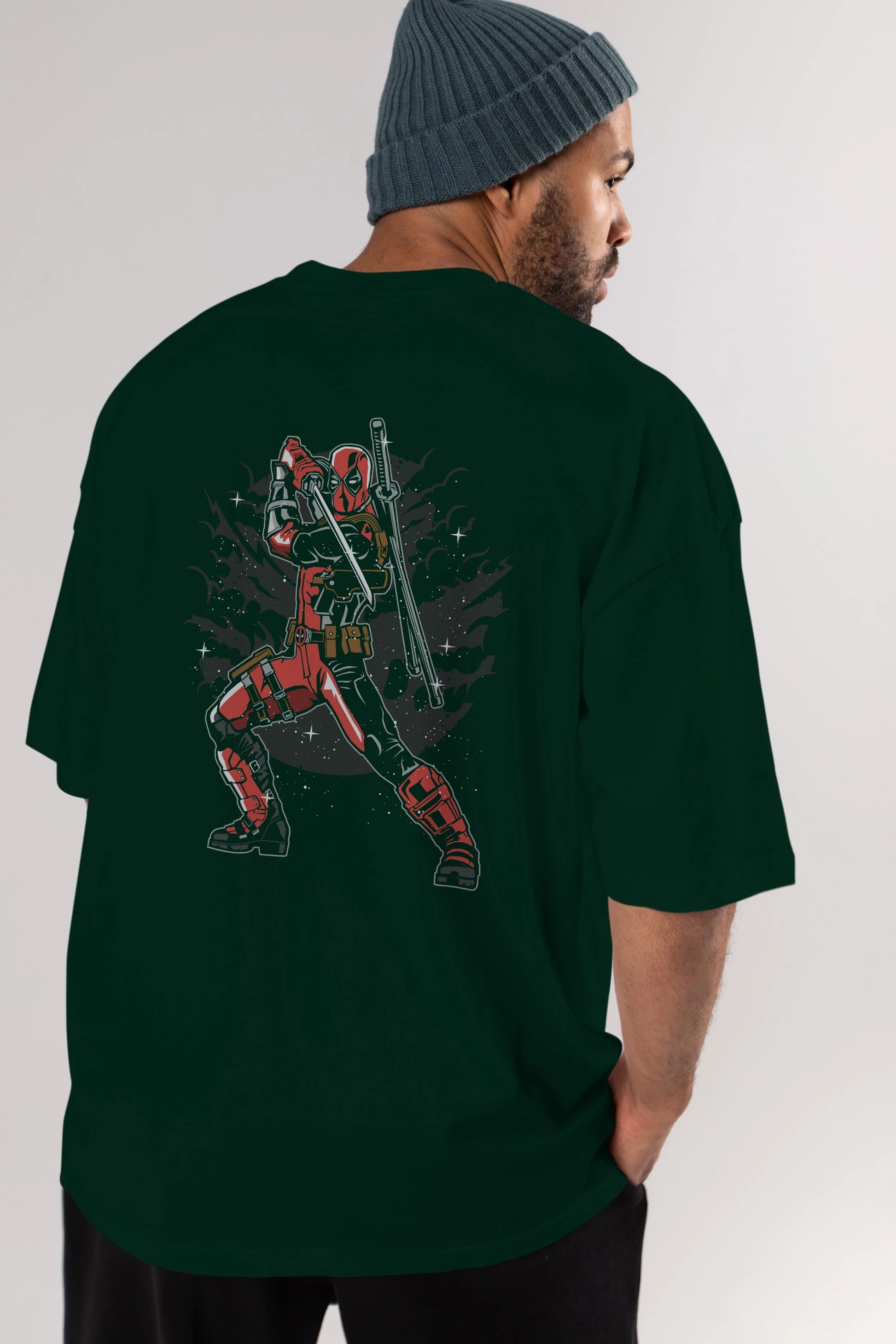 Deadpool Arka Baskılı Oversize t-shirt Erkek Kadın Unisex %100 Pamuk