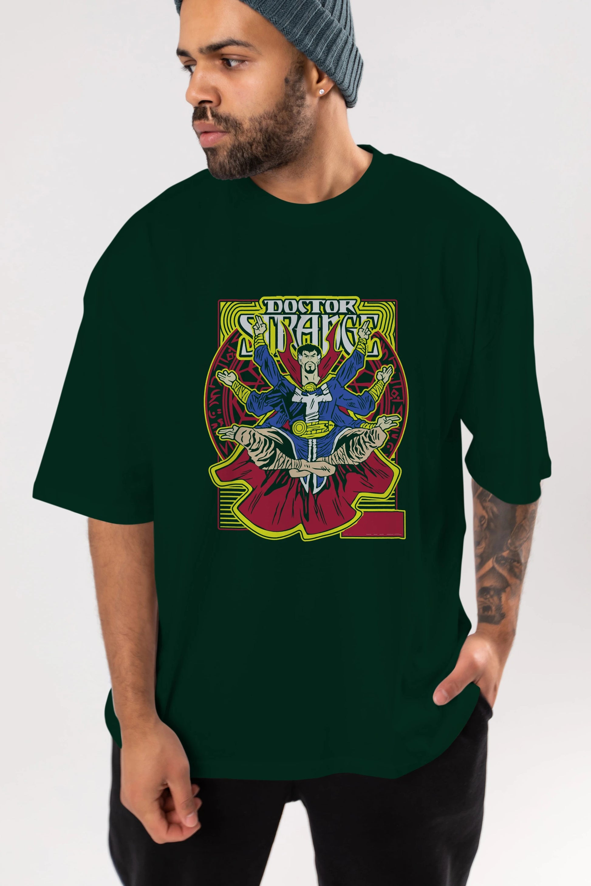 Doctor Strange (1) Ön Baskılı Oversize t-shirt Erkek Kadın Unisex %100 Pamuk Bisiklet Yaka tişort