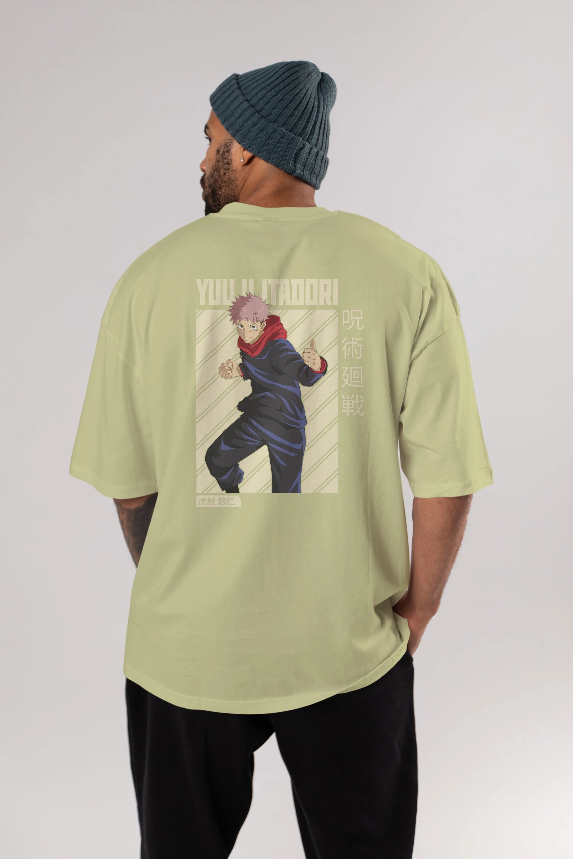 Yuuji Itadori 1 Anime Arka Baskılı Oversize t-shirt Erkek Kadın Unisex