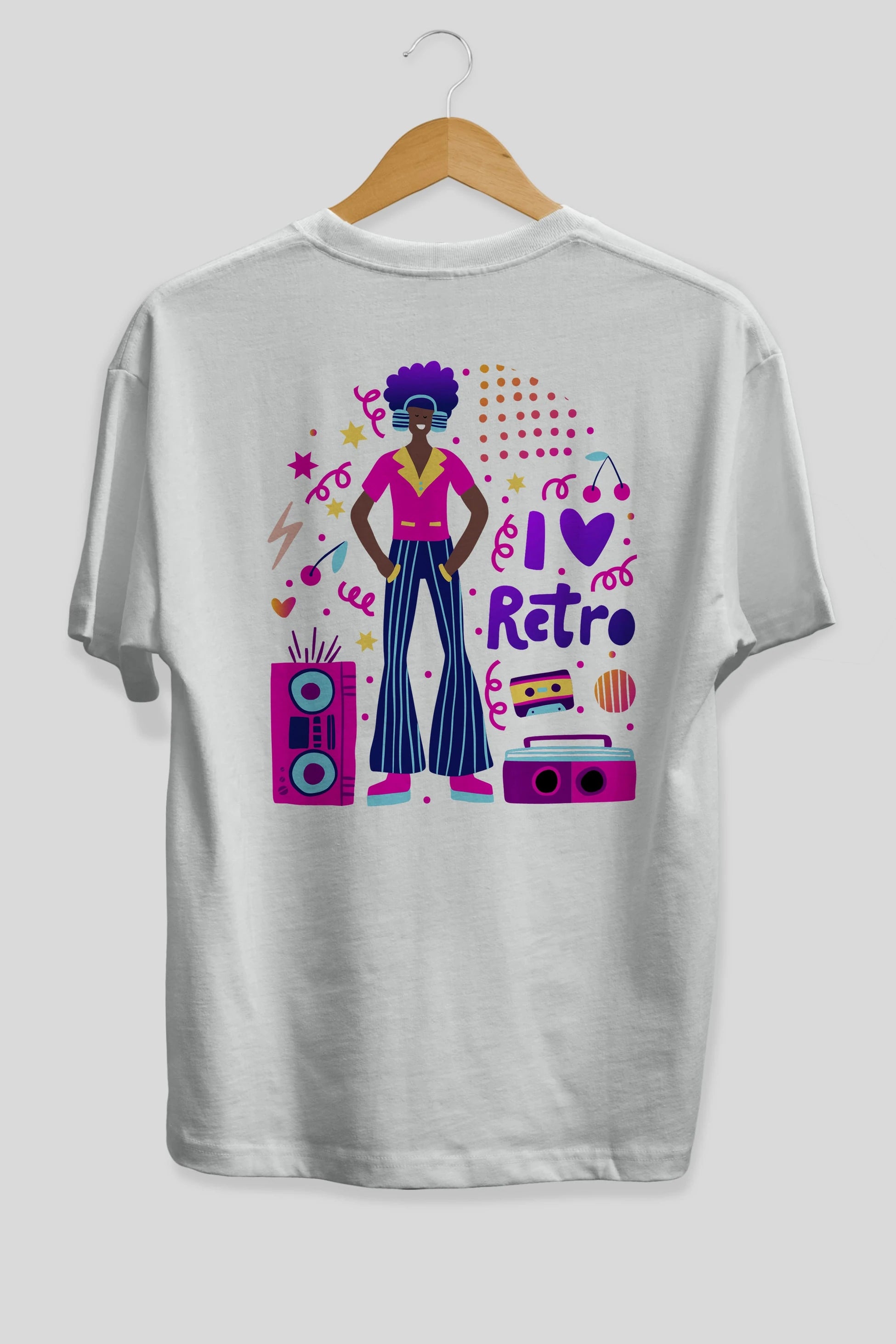 Retro Boy Party Arka Baskılı Oversize t-shirt Erkek Kadın Unisex