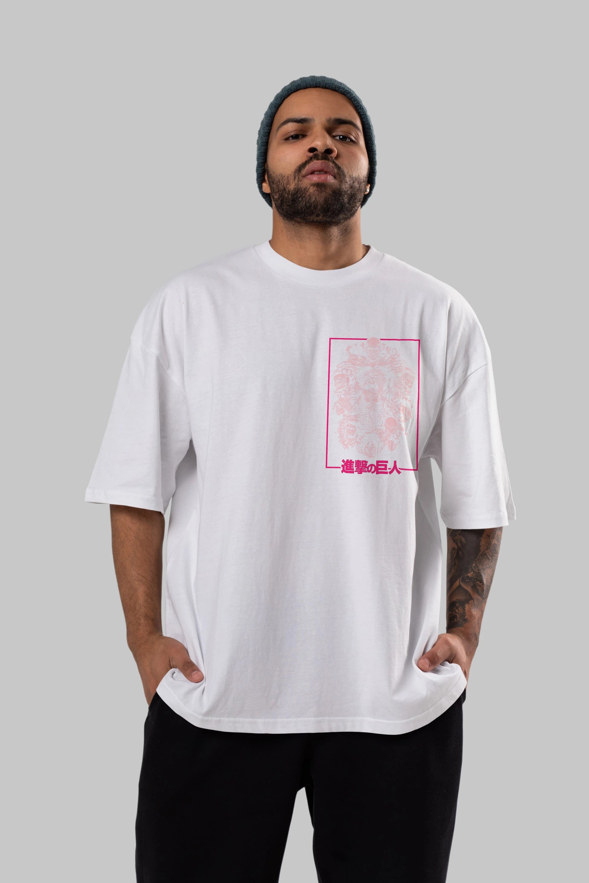 ATTACK ON TITANS Ön Sol Baskılı Oversize t-shirt Erkek Kadın Unisex %100 Pamuk Bisiklet Yaka tişort