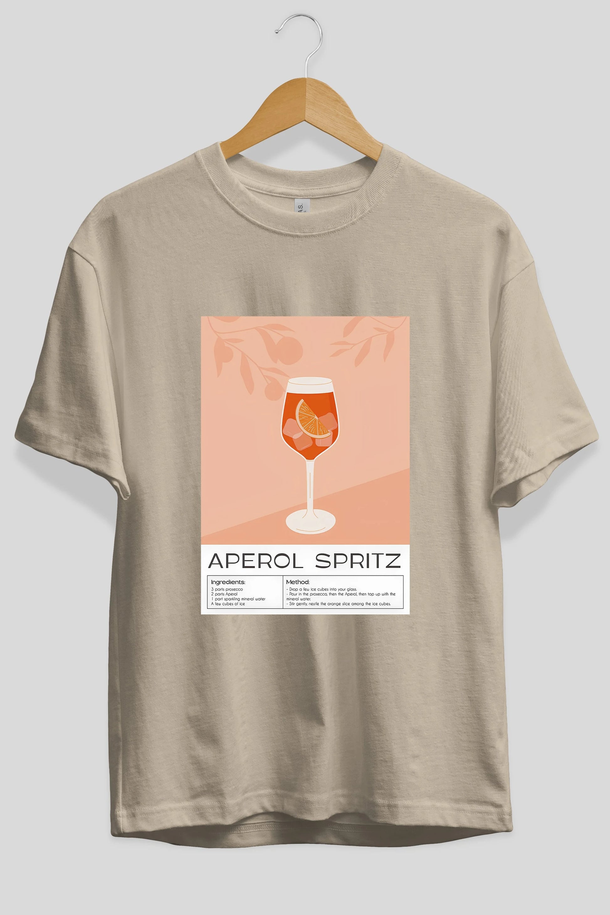 Aperol Spritz 7 Ön Baskılı Oversize t-shirt Erkek Kadın Unisex %100 Pamuk Bisiklet Yaka tişort