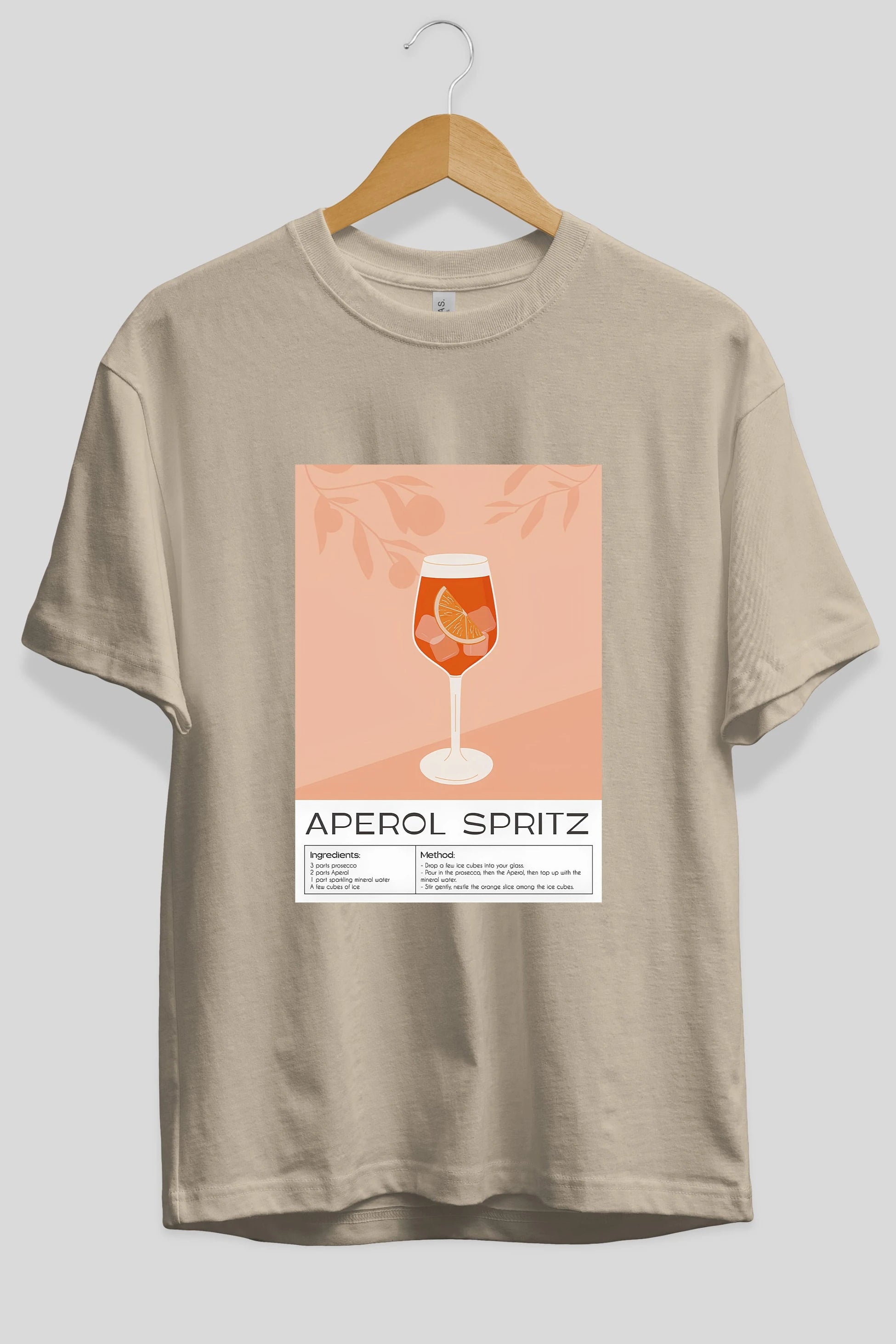 Aperol Spritz 7 Ön Baskılı Oversize t-shirt Erkek Kadın Unisex %100 Pamuk Bisiklet Yaka tişort