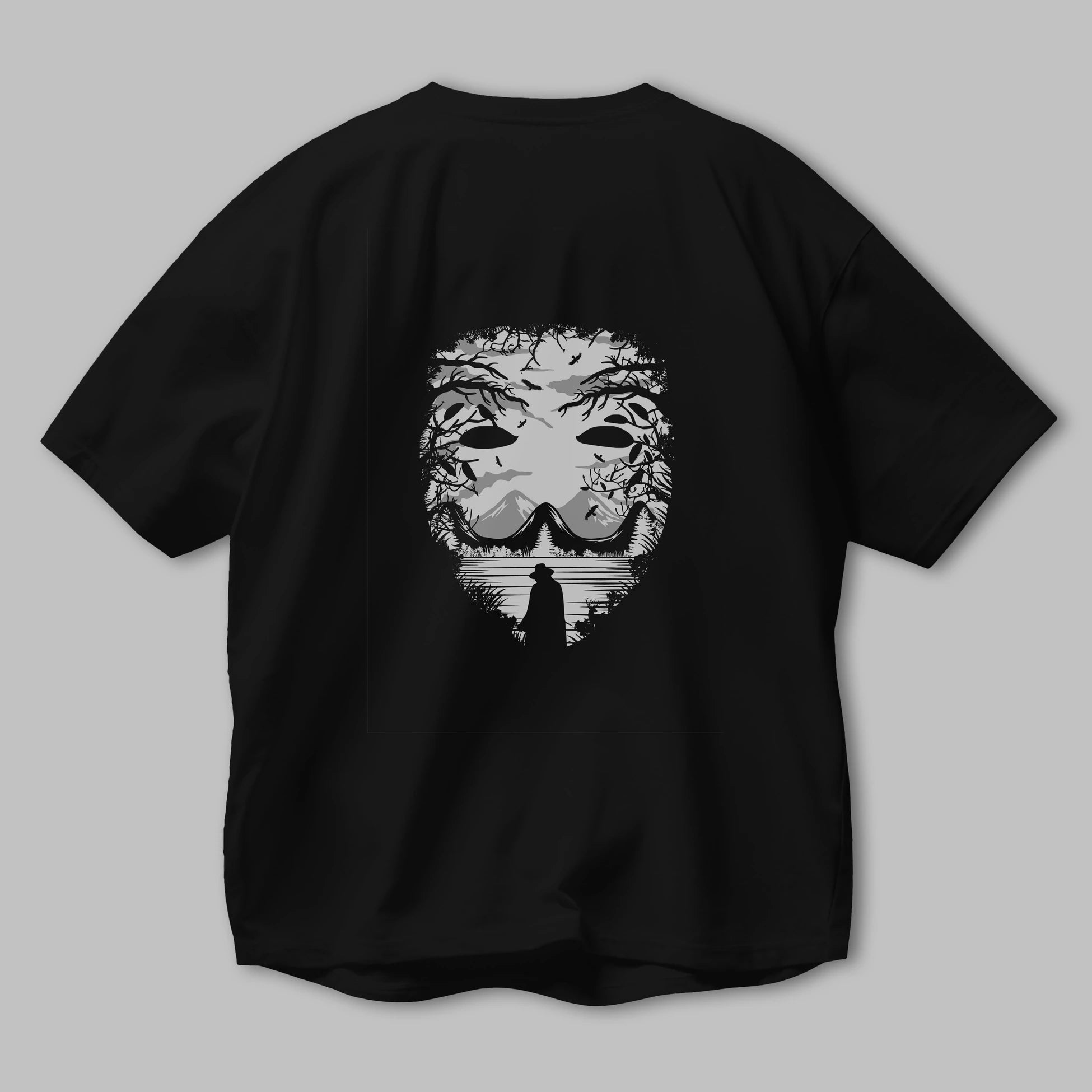The Mask (2) Arka Baskılı Oversize t-shirt %100 pamuk Erkek Kadın Unisex