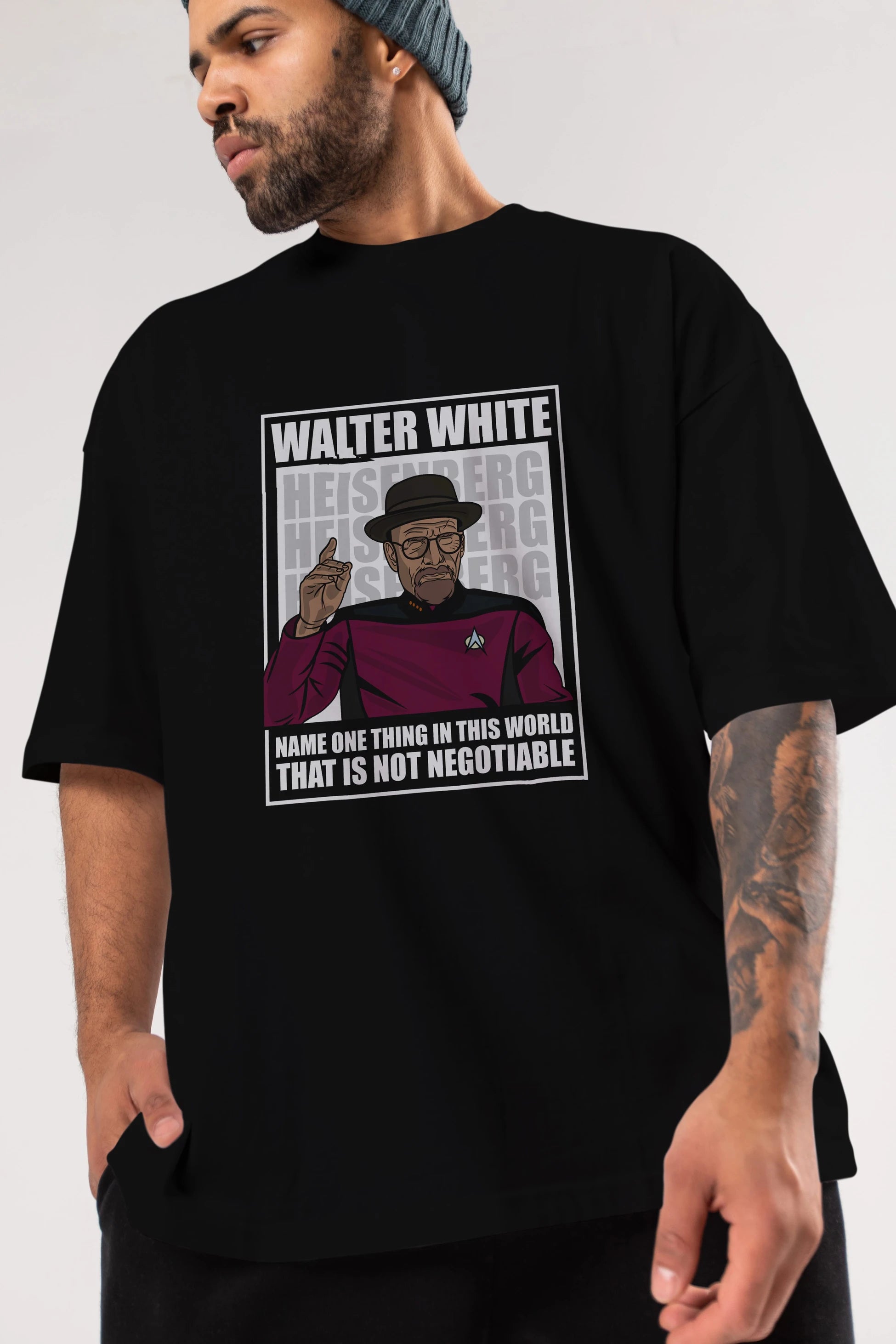 Captain Pixard Heisenberg Ön Baskılı Oversize t-shirt Erkek Kadın Unisex %100 Pamuk tişort